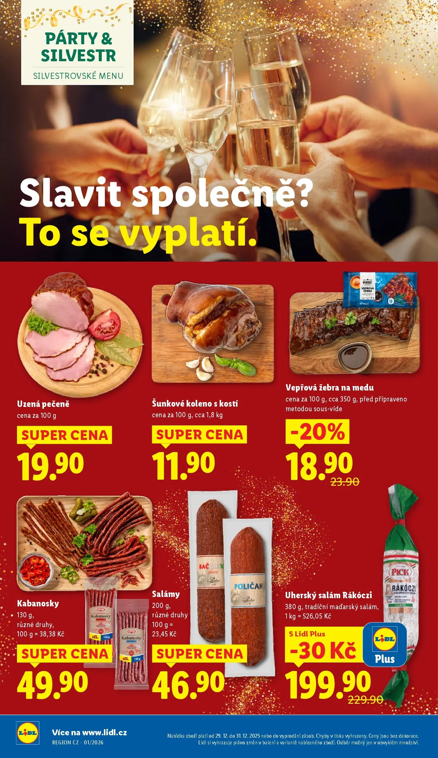 Lidl leták od 28.12.2025 - Nový akční leták | Strana: 16 | Produkty: Salám, Uherský salám, Kabanosky, Vepřová žebra