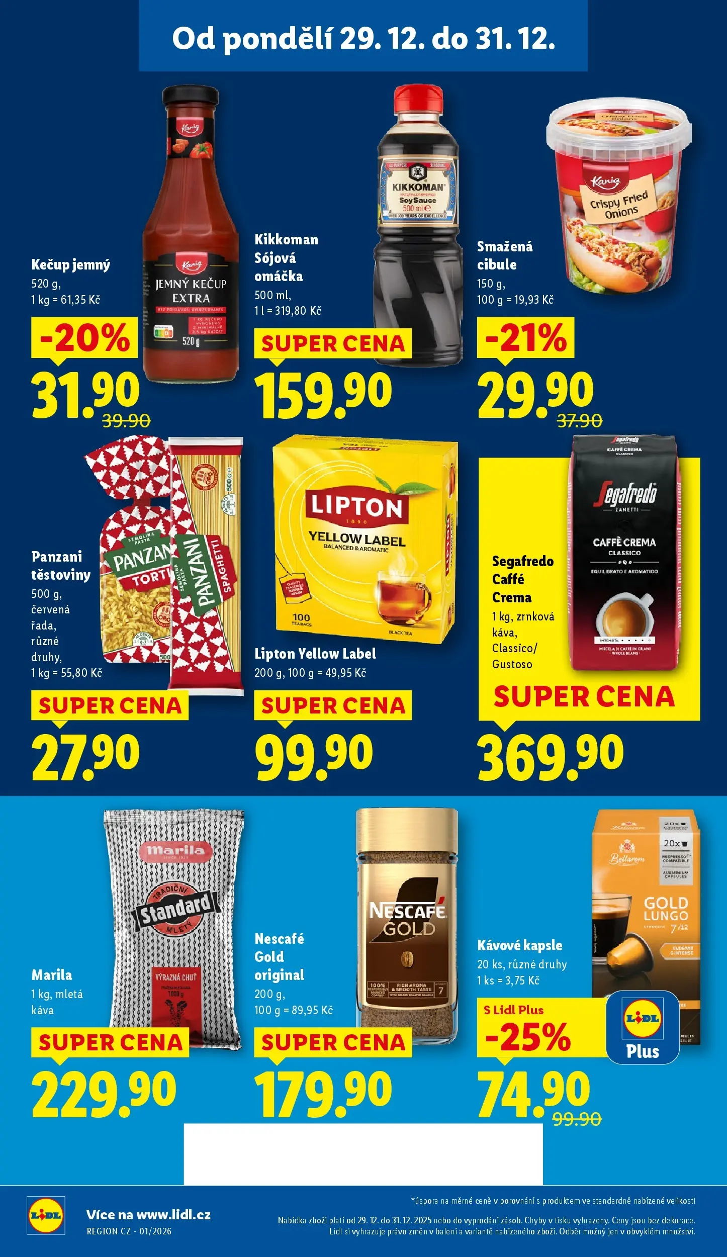 Lidl leták od 28.12.2025 - Nový akční leták | Strana: 26 | Produkty: Káva, Těstoviny, Crema, Segafredo