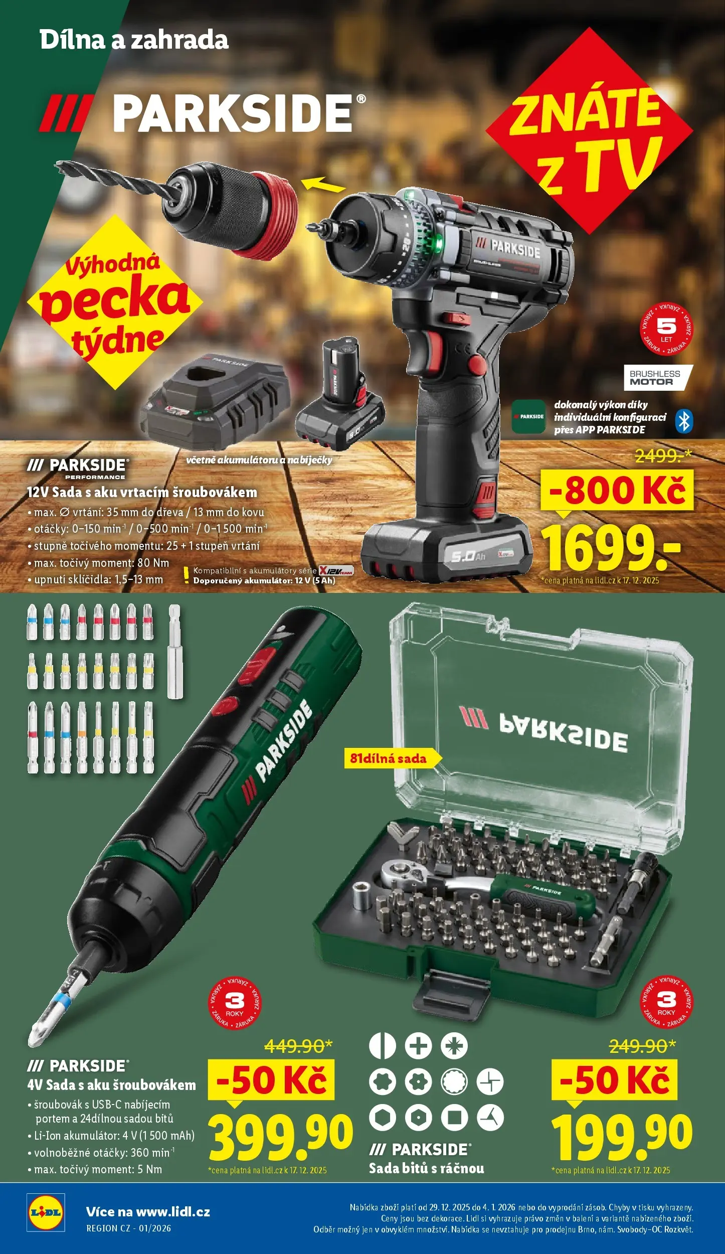 Lidl leták od 28.12.2025 - Nový akční leták | Strana: 34 | Produkty: Parkside, Zahrada, Šroubovák, Sada bitů