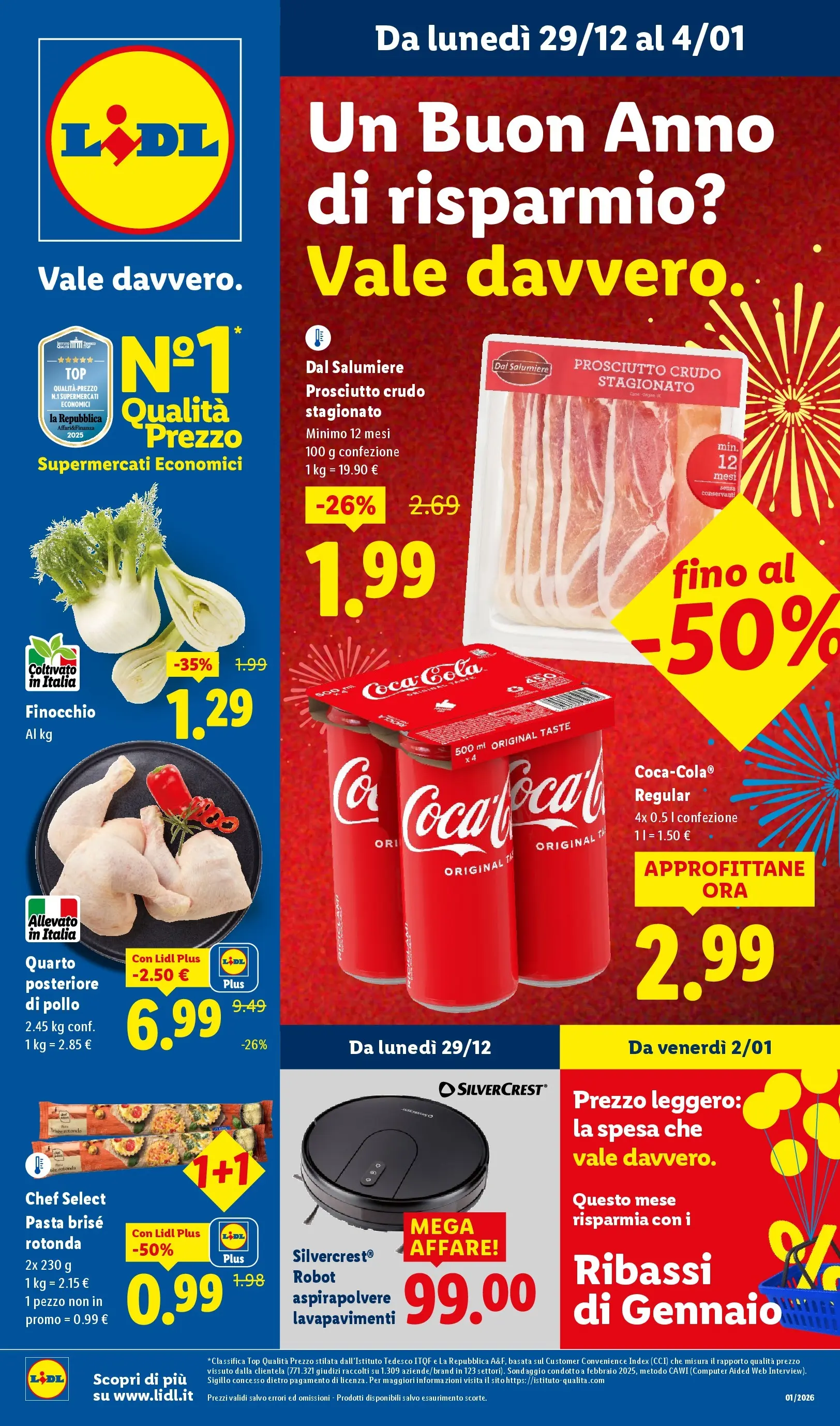 LIDL volantino della prossima settimana dal ﻿28/12/2025﻿ 📣 | Pagina: 1 | Prodotti: Prosciutto Crudo, Pollo, Prosciutto, Robot
