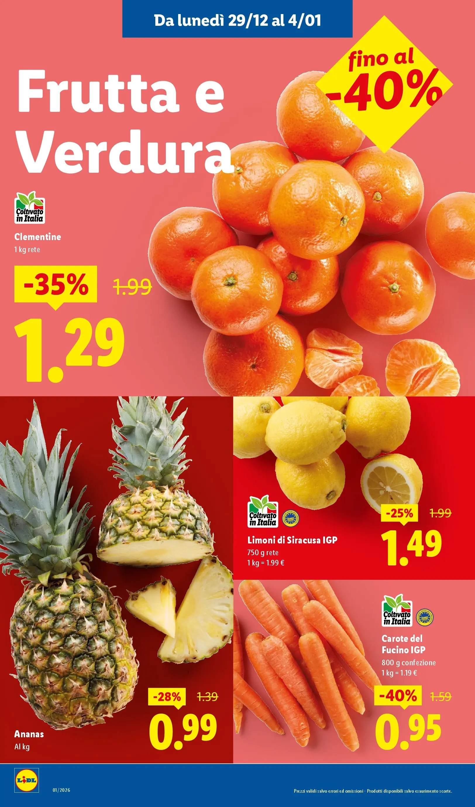 LIDL volantino della prossima settimana dal ﻿28/12/2025﻿ 📣 | Pagina: 2 | Prodotti: Frutta, Carote, Ananas