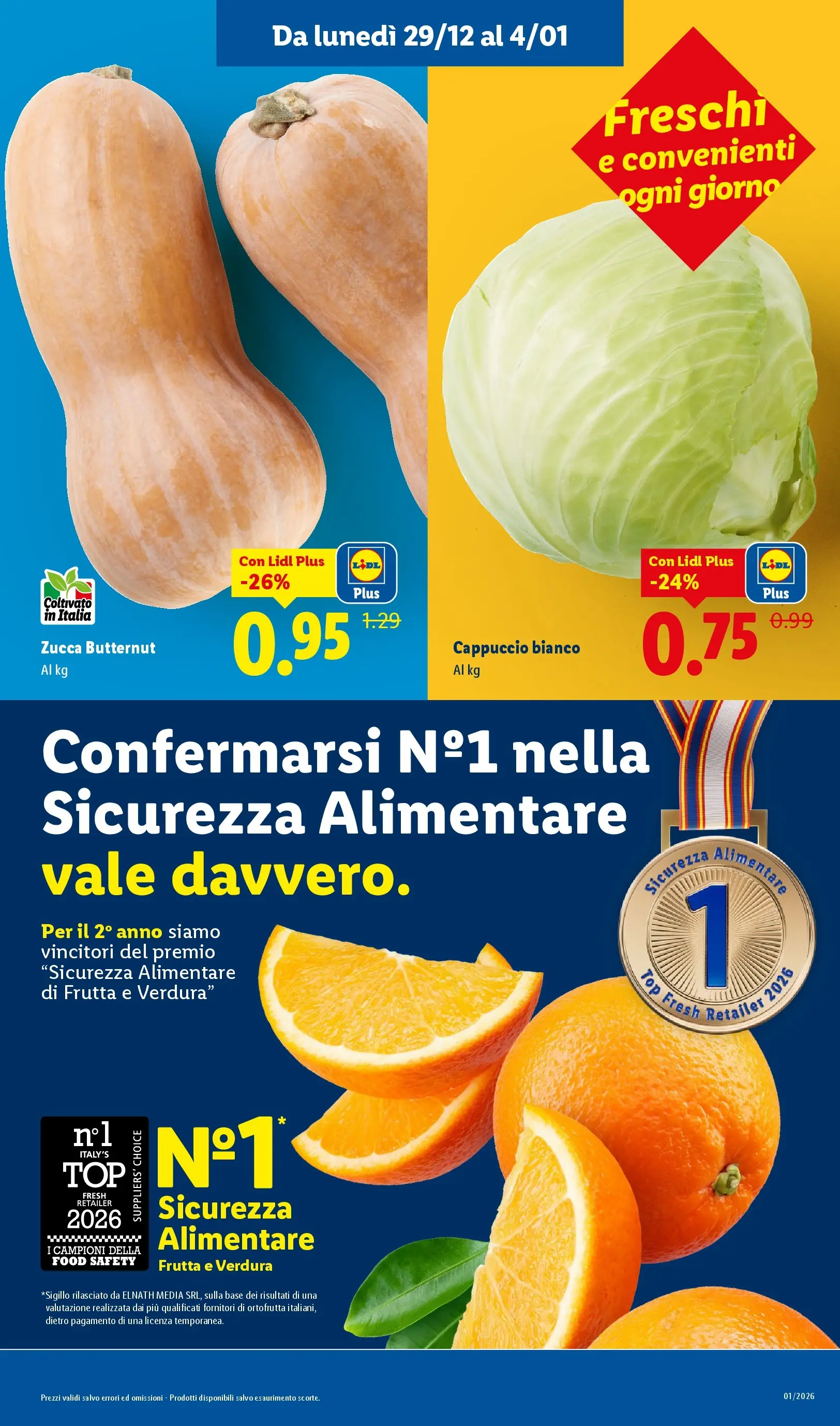 LIDL volantino della prossima settimana dal ﻿28/12/2025﻿ 📣 | Pagina: 3 | Prodotti: Frutta, Top, Zucca, Cappuccio