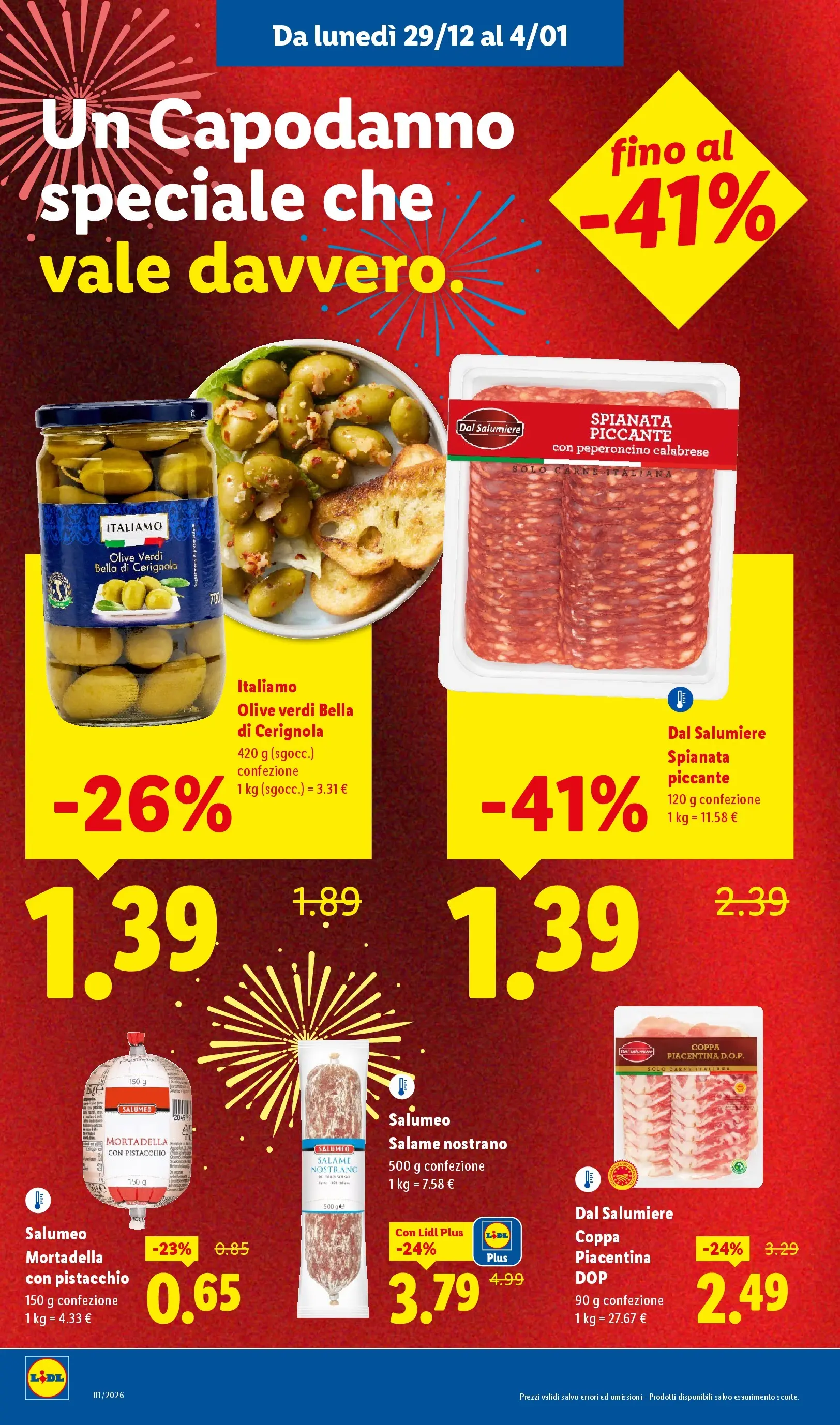 LIDL volantino della prossima settimana dal ﻿28/12/2025﻿ 📣 | Pagina: 6 | Prodotti: Salame, Olive, Peperoncino, Mortadella