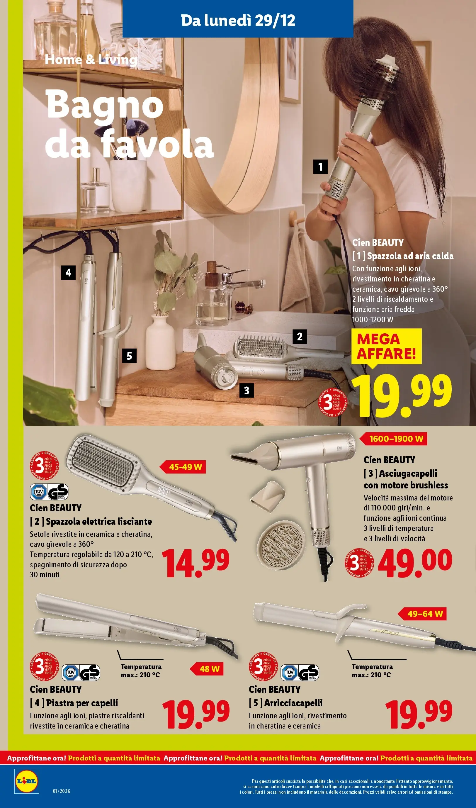 LIDL volantino della prossima settimana dal ﻿28/12/2025﻿ 📣 | Pagina: 32 | Prodotti: Spazzola, Arricciacapelli, Spazzola elettrica, Asciugacapelli