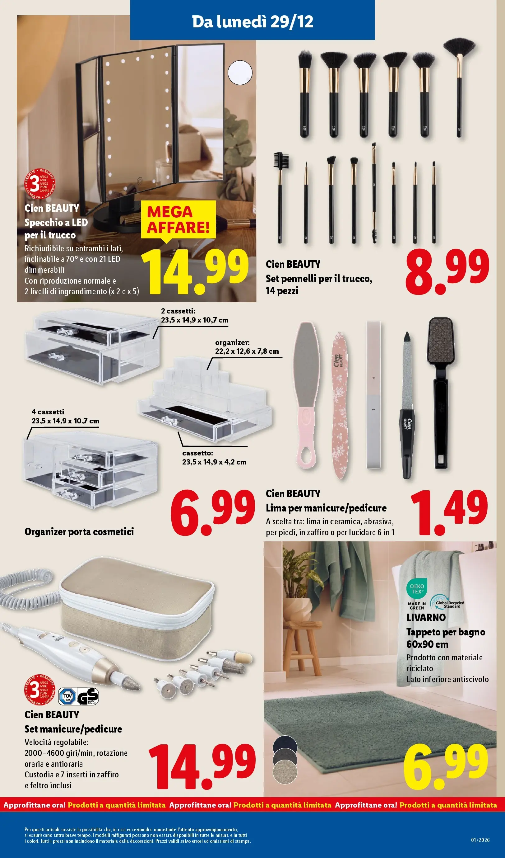LIDL volantino della prossima settimana dal ﻿28/12/2025﻿ 📣 | Pagina: 33 | Prodotti: Lima, Specchio, Tappeto, Trucco
