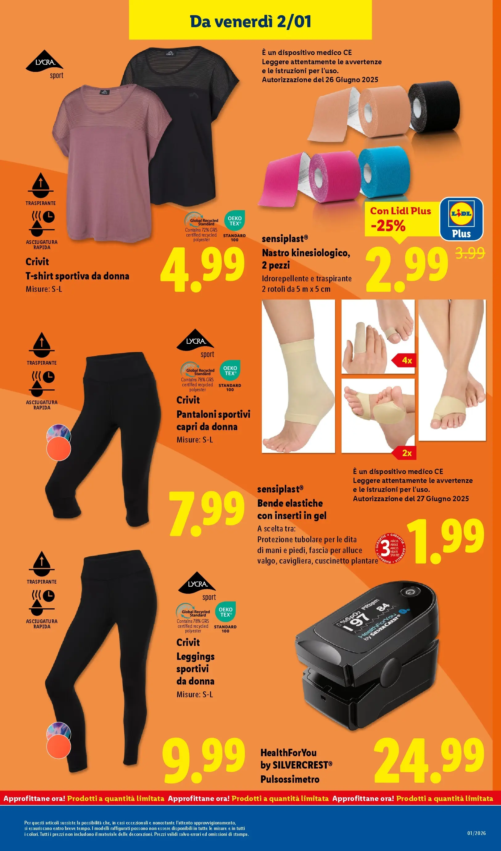 LIDL volantino della prossima settimana dal ﻿28/12/2025﻿ 📣 | Pagina: 43 | Prodotti: Pantaloni, Pulsossimetro, Bende, T-shirt