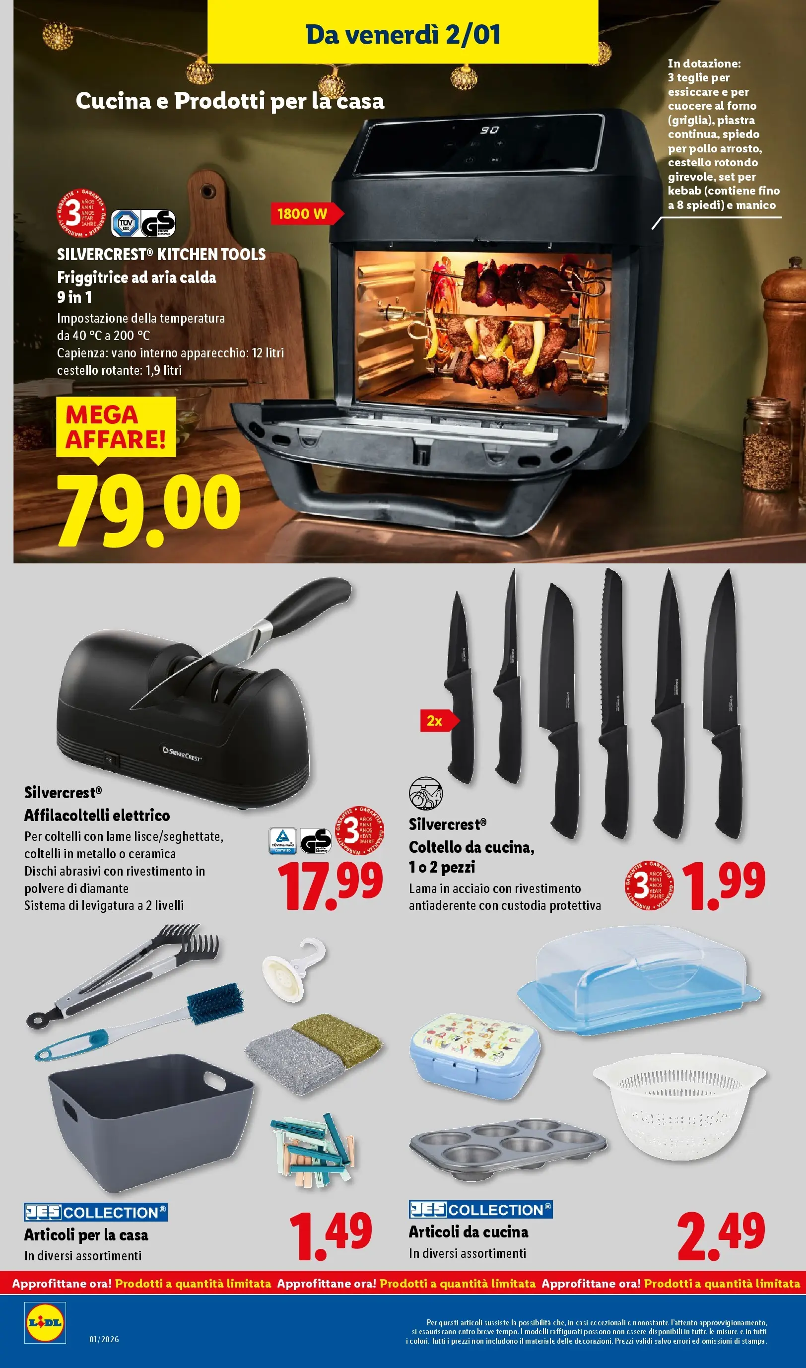 LIDL volantino della prossima settimana dal ﻿28/12/2025﻿ 📣 | Pagina: 48 | Prodotti: Friggitrice ad aria, Pollo, Affilacoltelli, Friggitrice