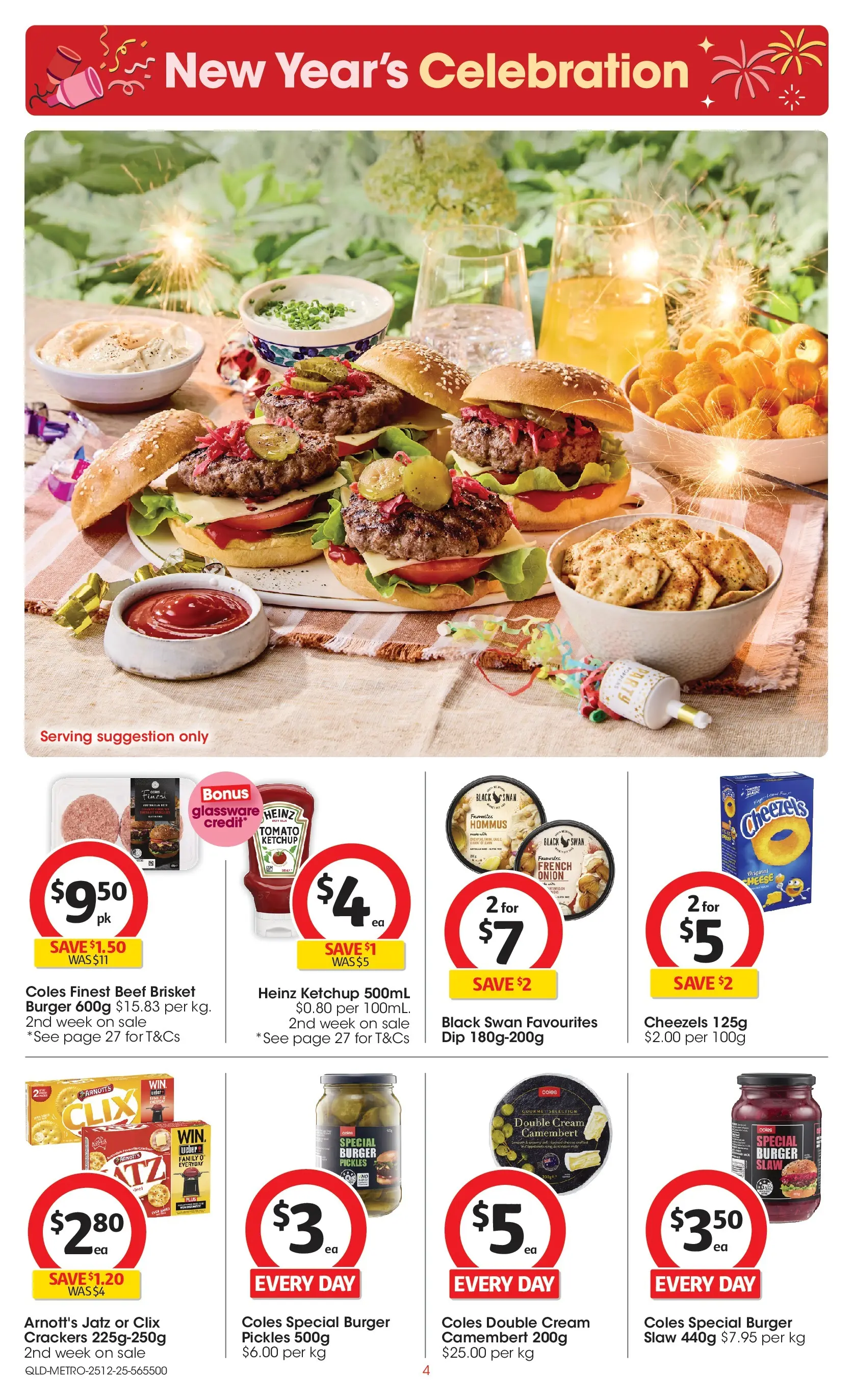 ﻿Coles catalogue valid from 25/12/2025 > Online Australia | Page: 4 | Products: Crackers, Glassware, Ketchup, Cream