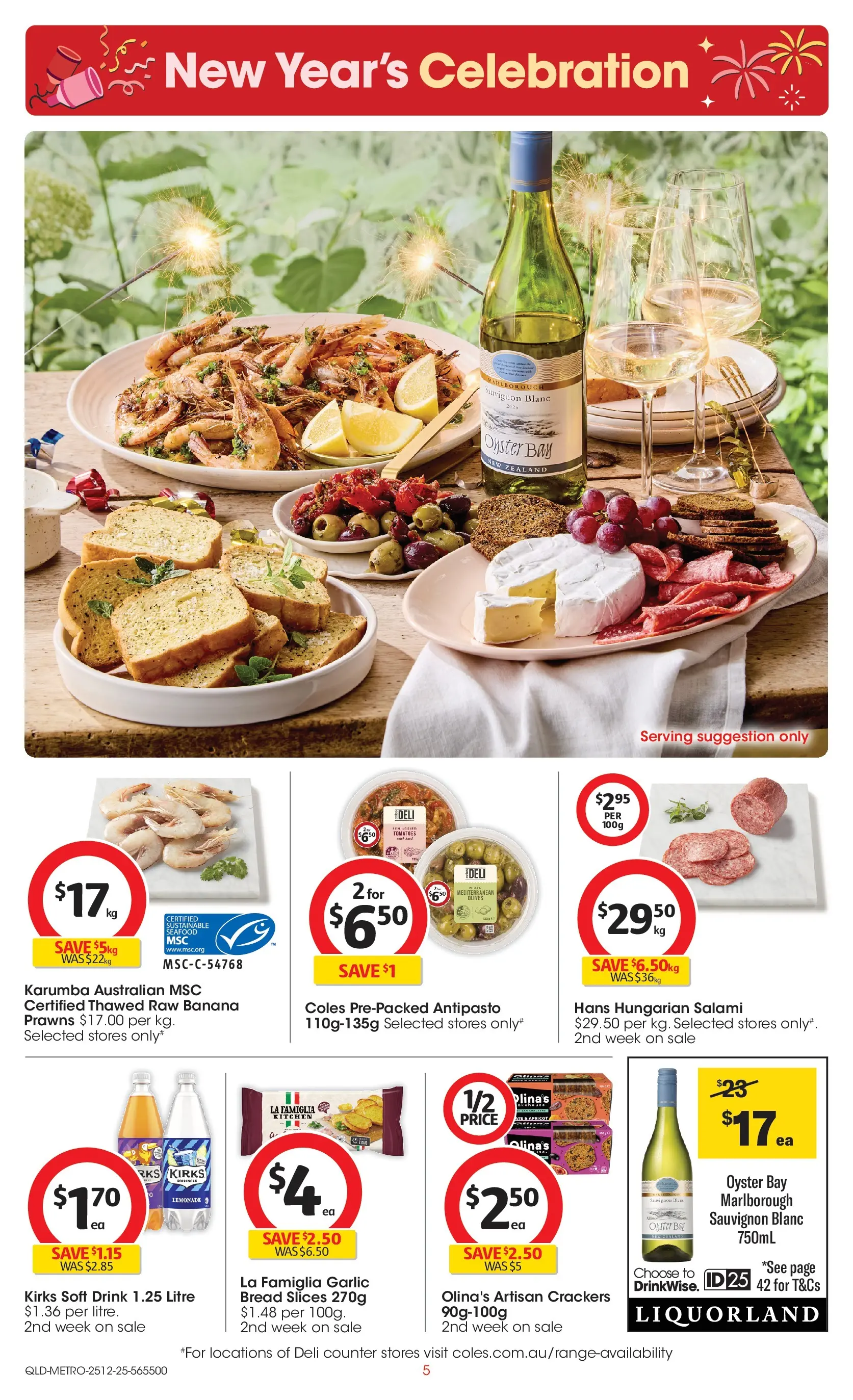 ﻿Coles catalogue valid from 25/12/2025 > Online Australia | Page: 5 | Products: Crackers, Salami, Tomatoes, Garlic
