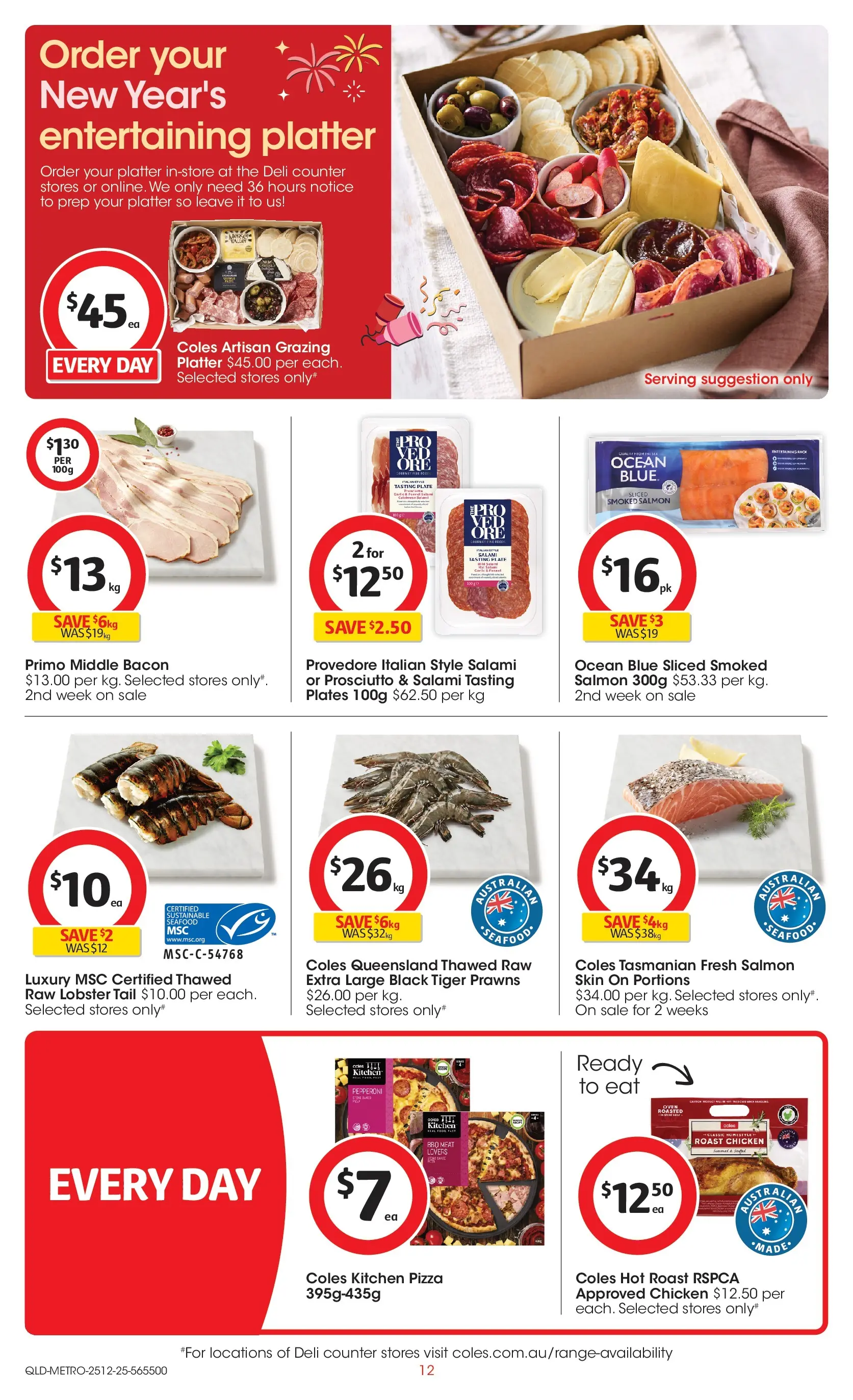﻿Coles catalogue valid from 25/12/2025 > Online Australia | Page: 12 | Products: Salami, Meat, Prawns, Seafood