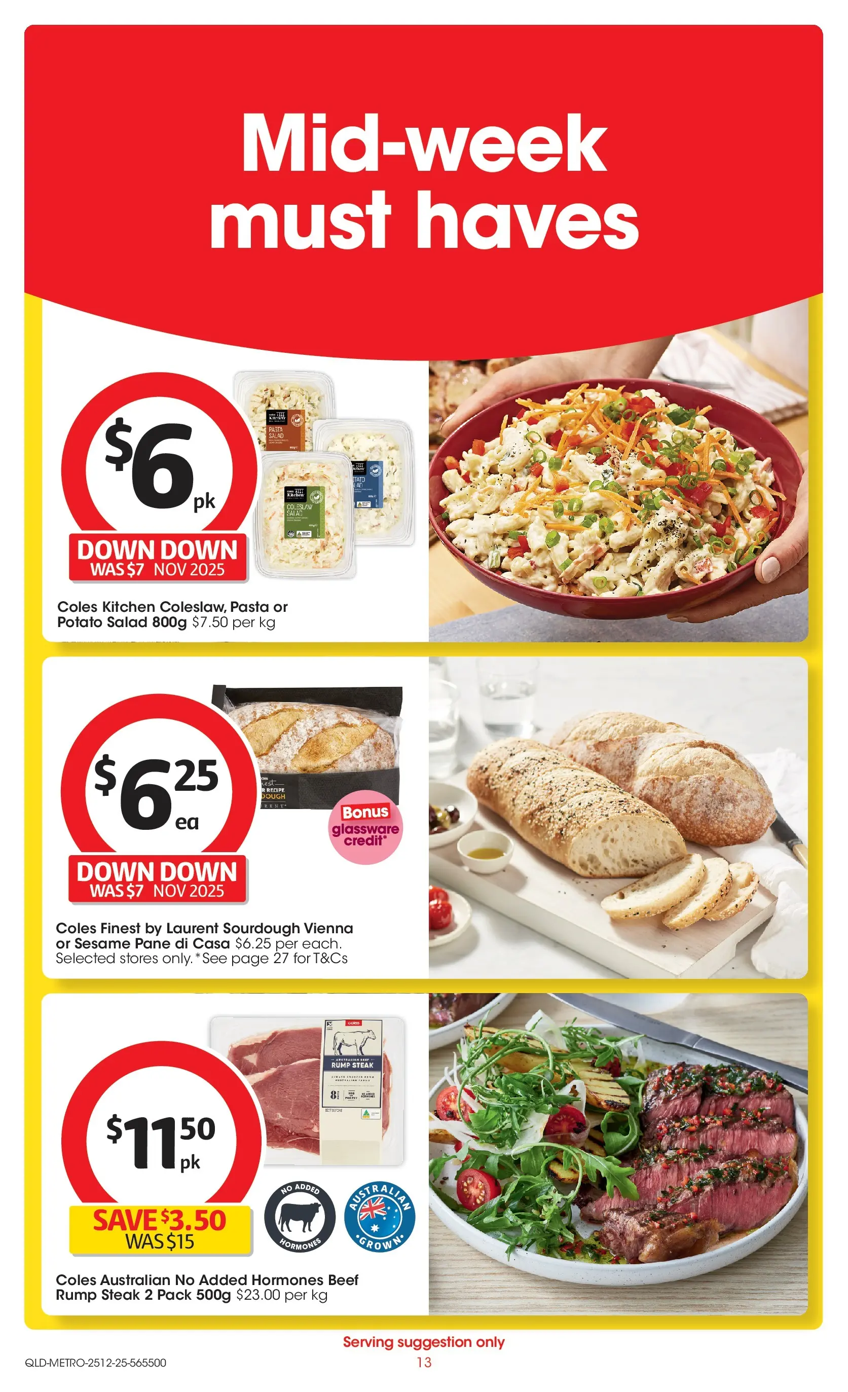 ﻿Coles catalogue valid from 25/12/2025 > Online Australia | Page: 13 | Products: Glassware, Beef, Pasta, Steak