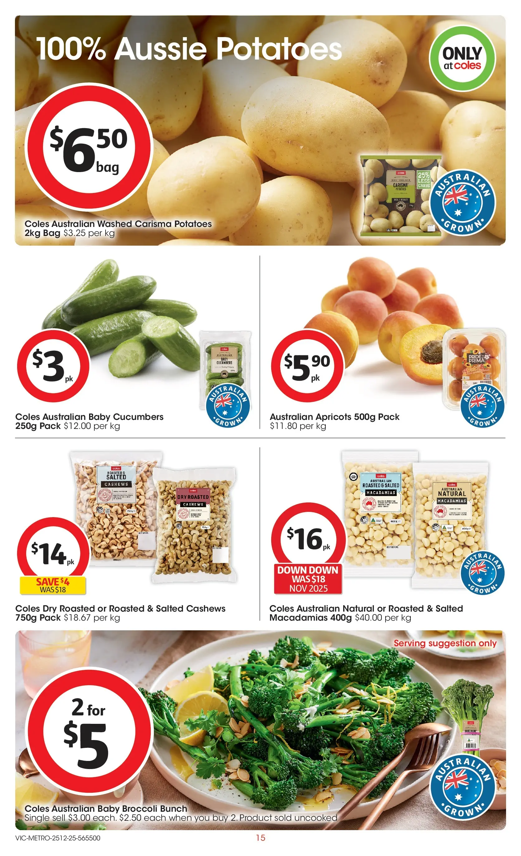 ﻿Coles catalogue valid from 25/12/2025 > Online Australia | Page: 15 | Products: Cucumbers, Potatoes, Bag