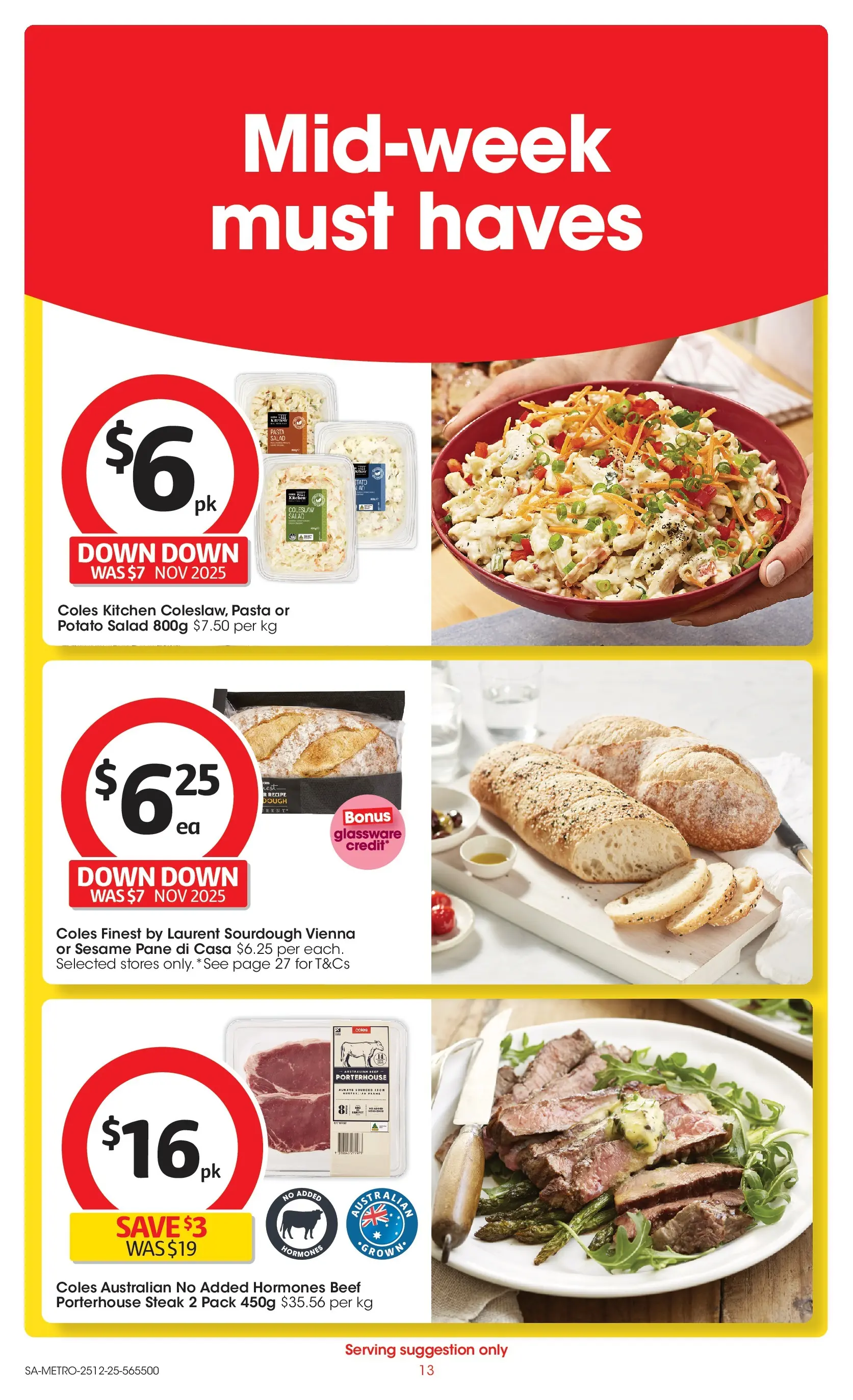 ﻿Coles catalogue valid from 25/12/2025 > Online Australia | Page: 13 | Products: Beef, Pasta, Salad, Steak