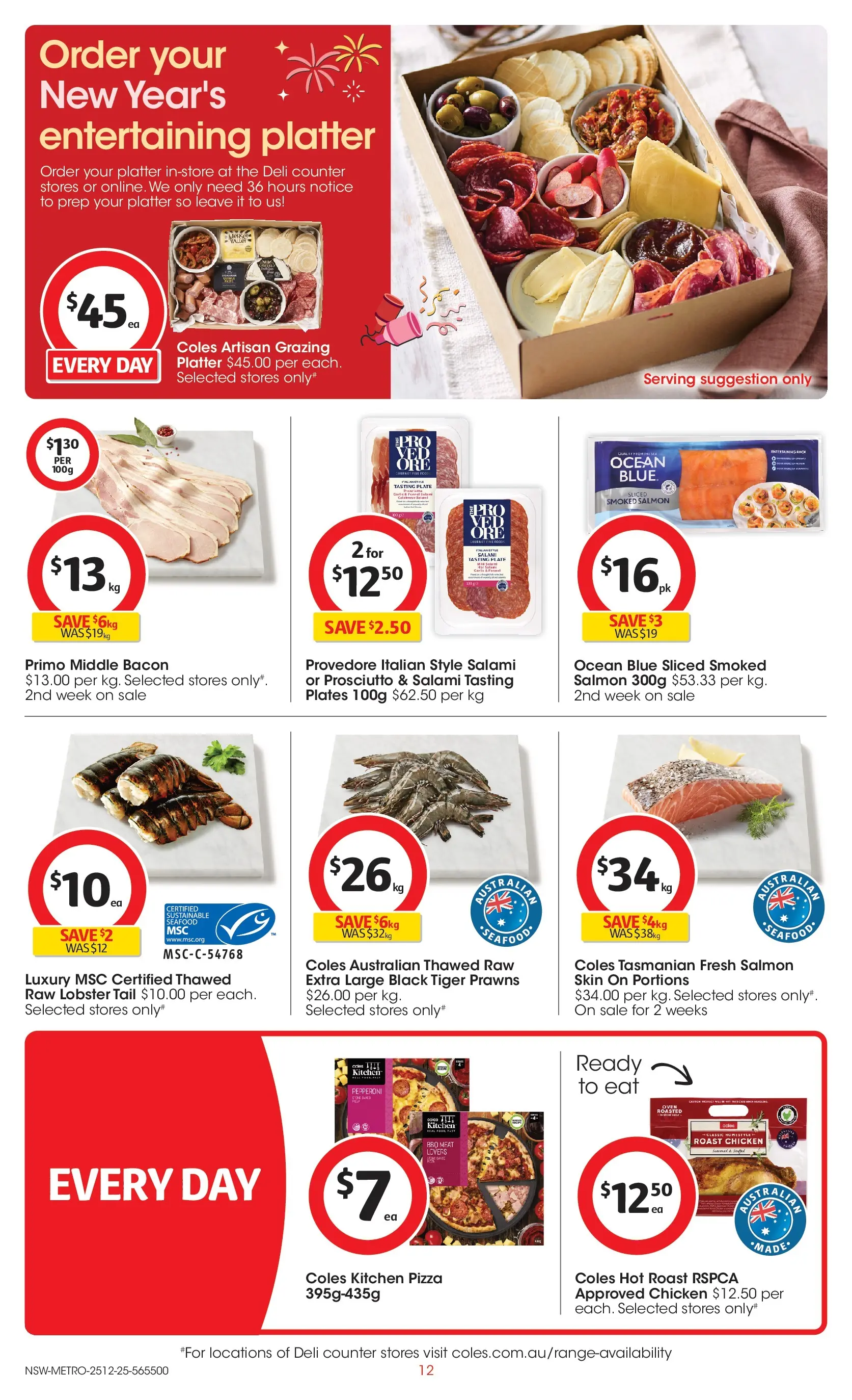 ﻿Coles catalogue valid from 25/12/2025 > Online Australia | Page: 12 | Products: Salami, Pizza, Lobster, Seafood