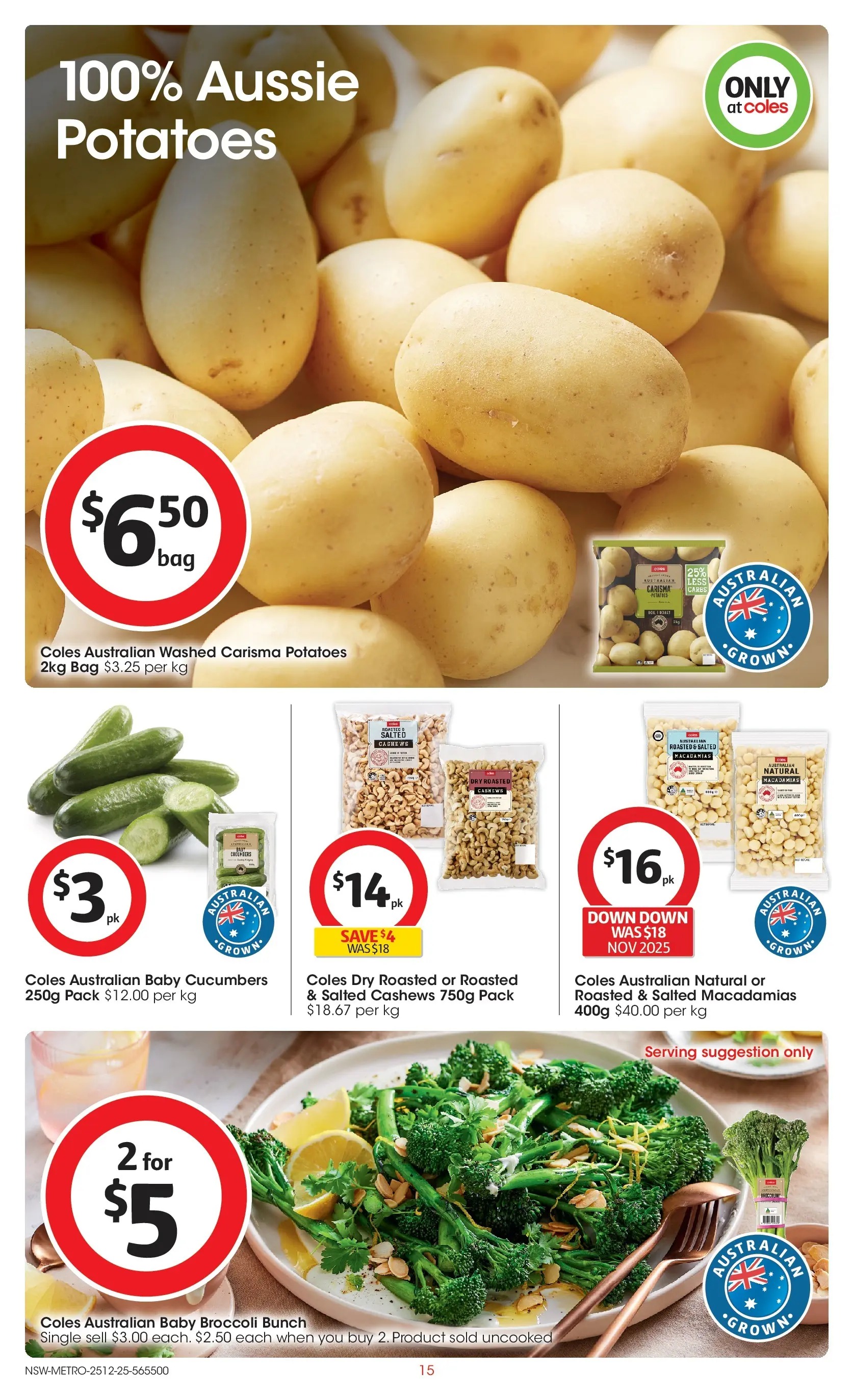 ﻿Coles catalogue valid from 25/12/2025 > Online Australia | Page: 15 | Products: Cucumbers, Potatoes, Bag