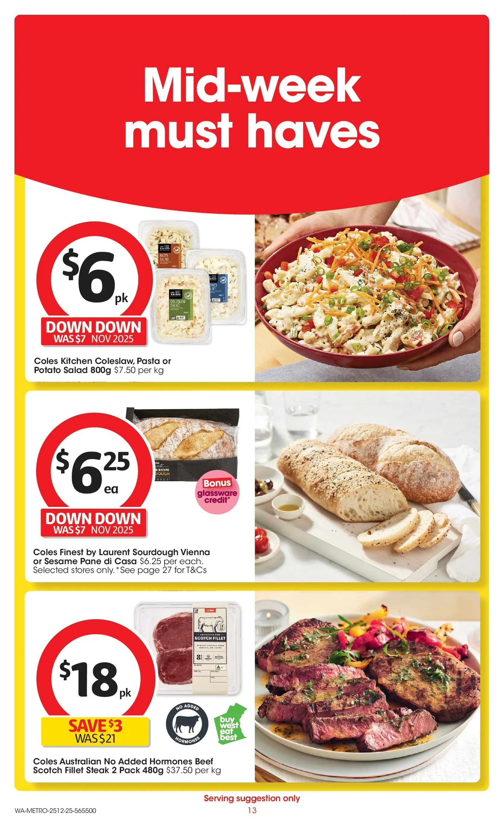 ﻿Coles catalogue valid from 25/12/2025 > Online Australia | Page: 13 | Products: Glassware, Vest, Steak, Scotch