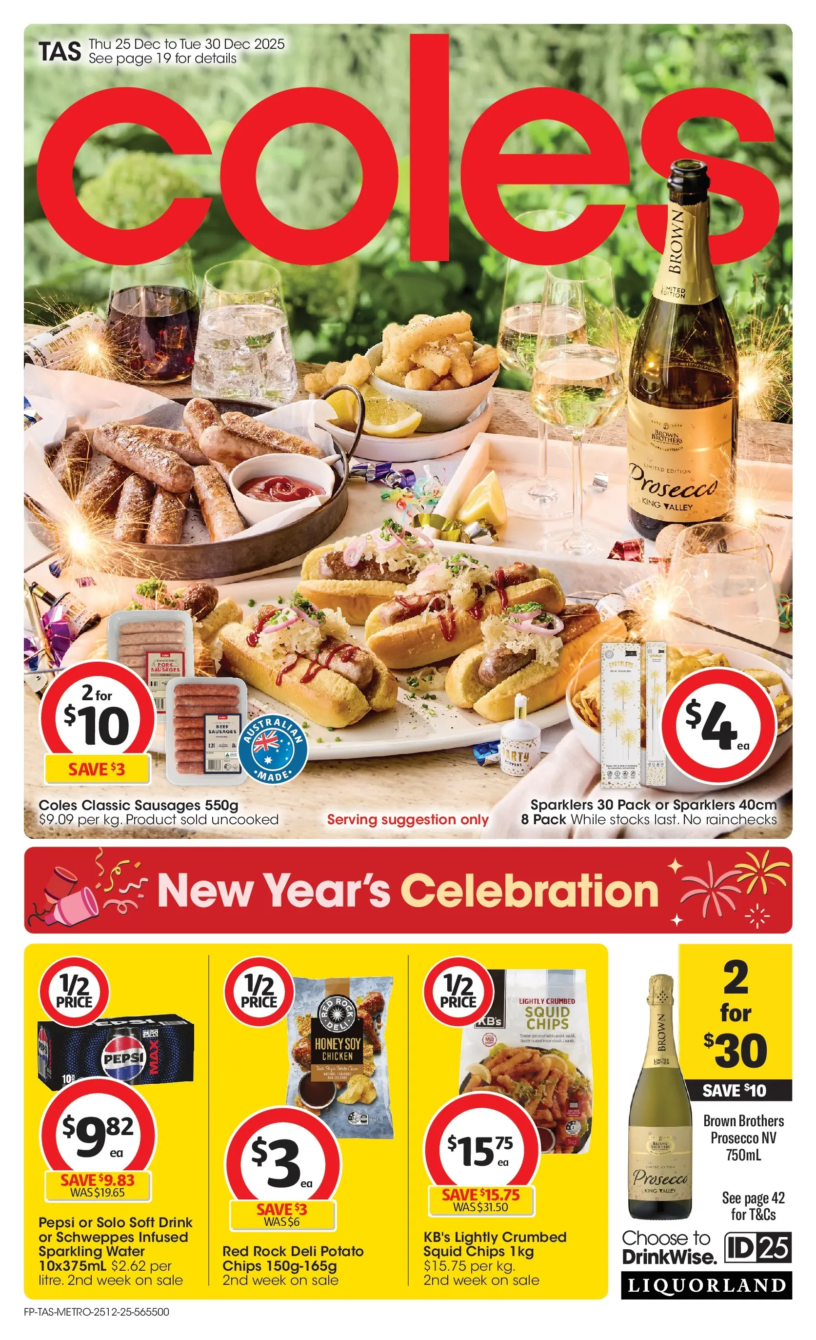﻿Coles catalogue valid from 25/12/2025 > Online Australia | Page: 1 | Products: Honey, Pork, Chips, Water