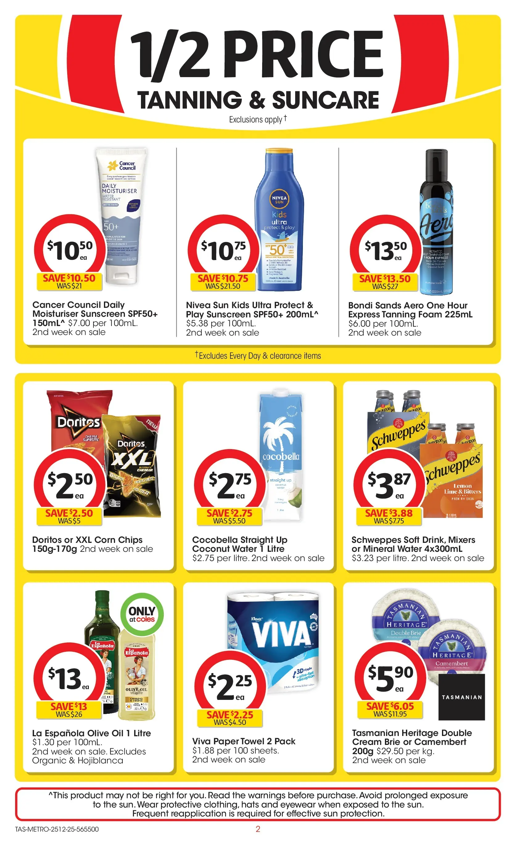 ﻿Coles catalogue valid from 25/12/2025 > Online Australia | Page: 2 | Products: Oil, Sunscreen, Olive oil, Water