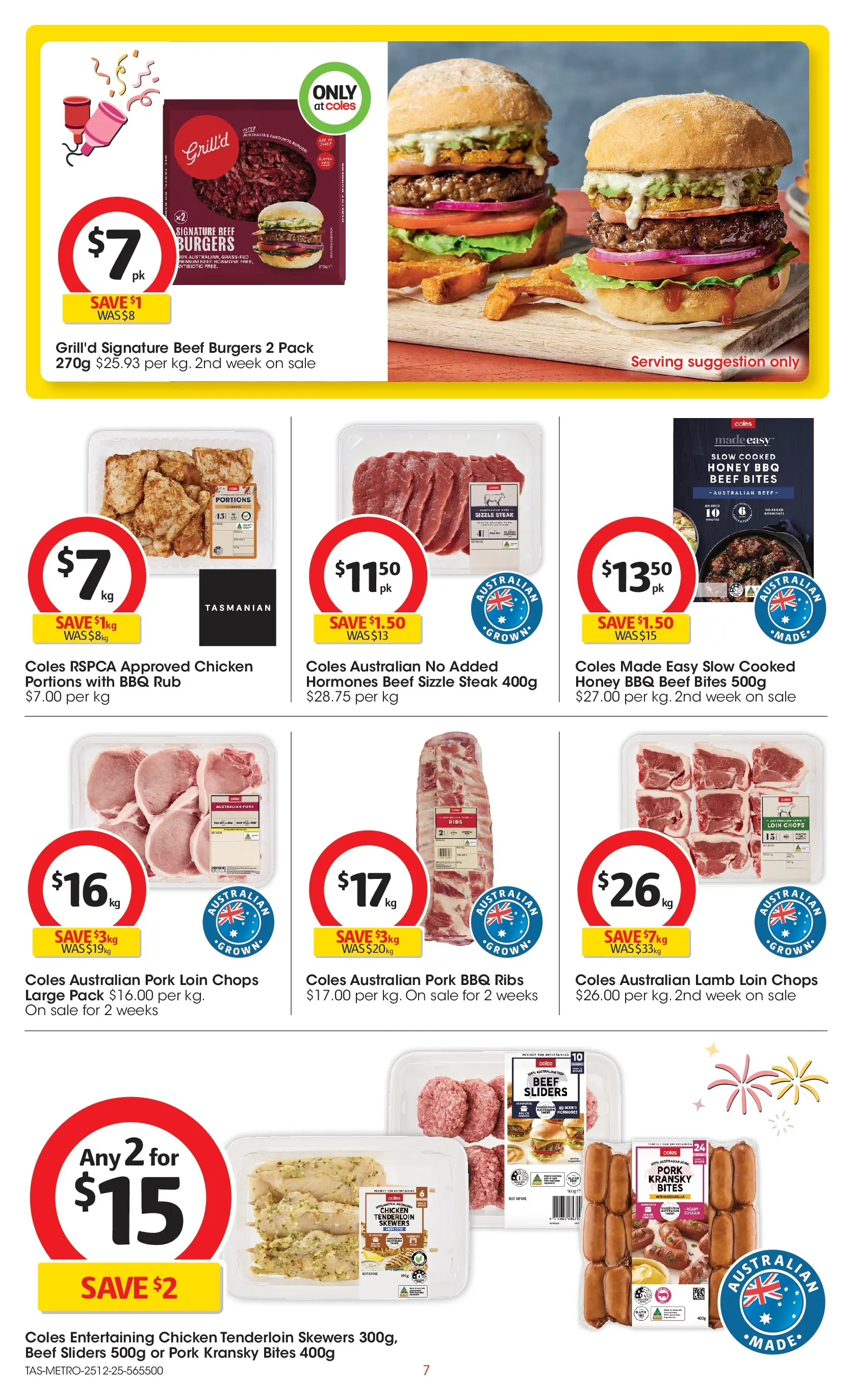 ﻿Coles catalogue valid from 25/12/2025 > Online Australia | Page: 7 | Products: Chicken, Pork, Beef, Steak