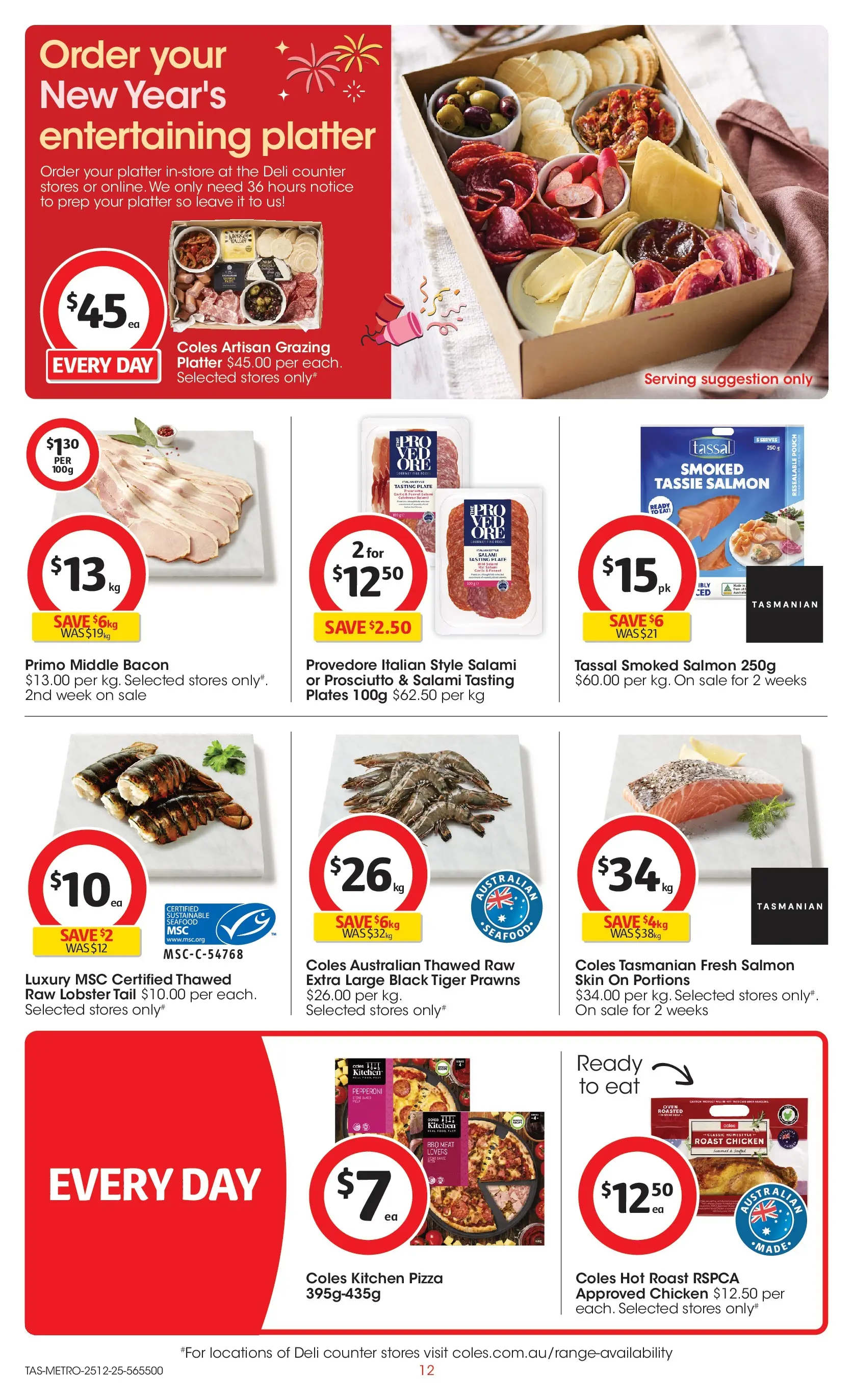 ﻿Coles catalogue valid from 25/12/2025 > Online Australia | Page: 12 | Products: Chicken, Meat, Prawns, Salmon