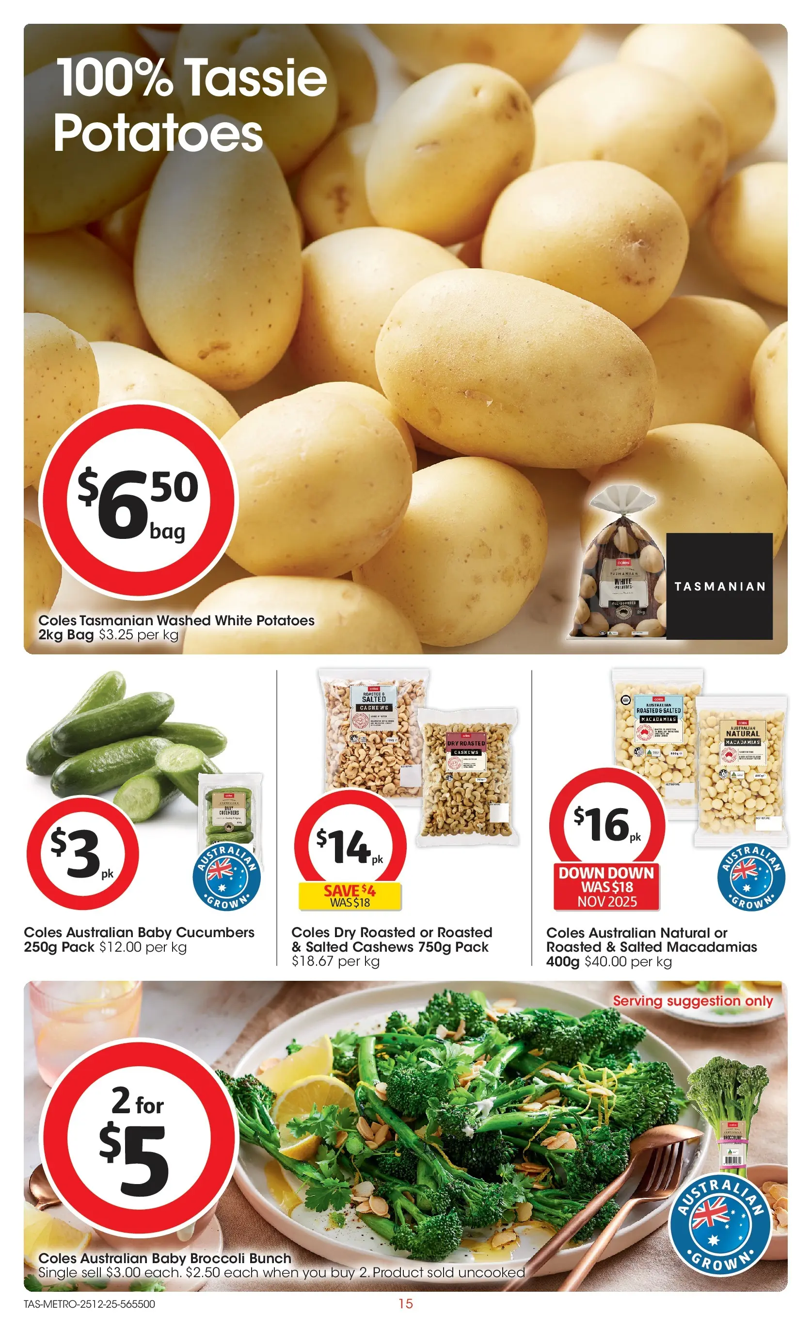 ﻿Coles catalogue valid from 25/12/2025 > Online Australia | Page: 15 | Products: Cucumbers, Potatoes, Bag