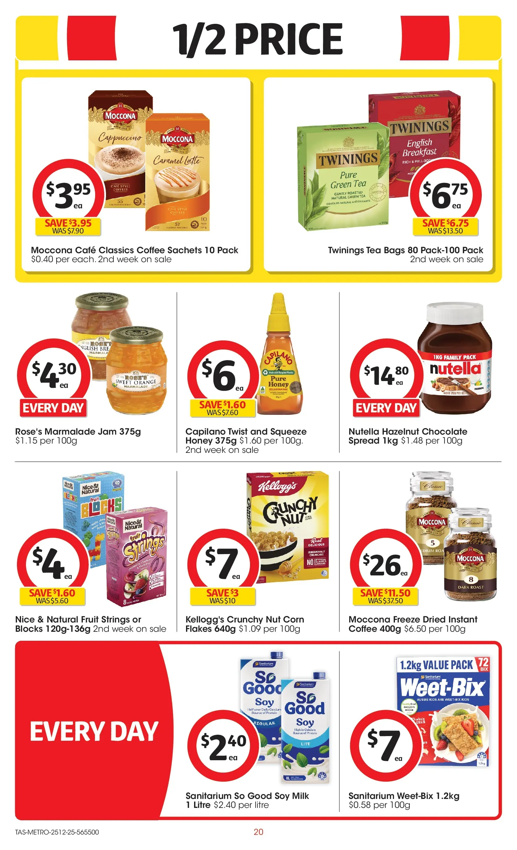 ﻿Coles catalogue valid from 25/12/2025 > Online Australia | Page: 20 | Products: Milk, Tea, Flakes, Moccona