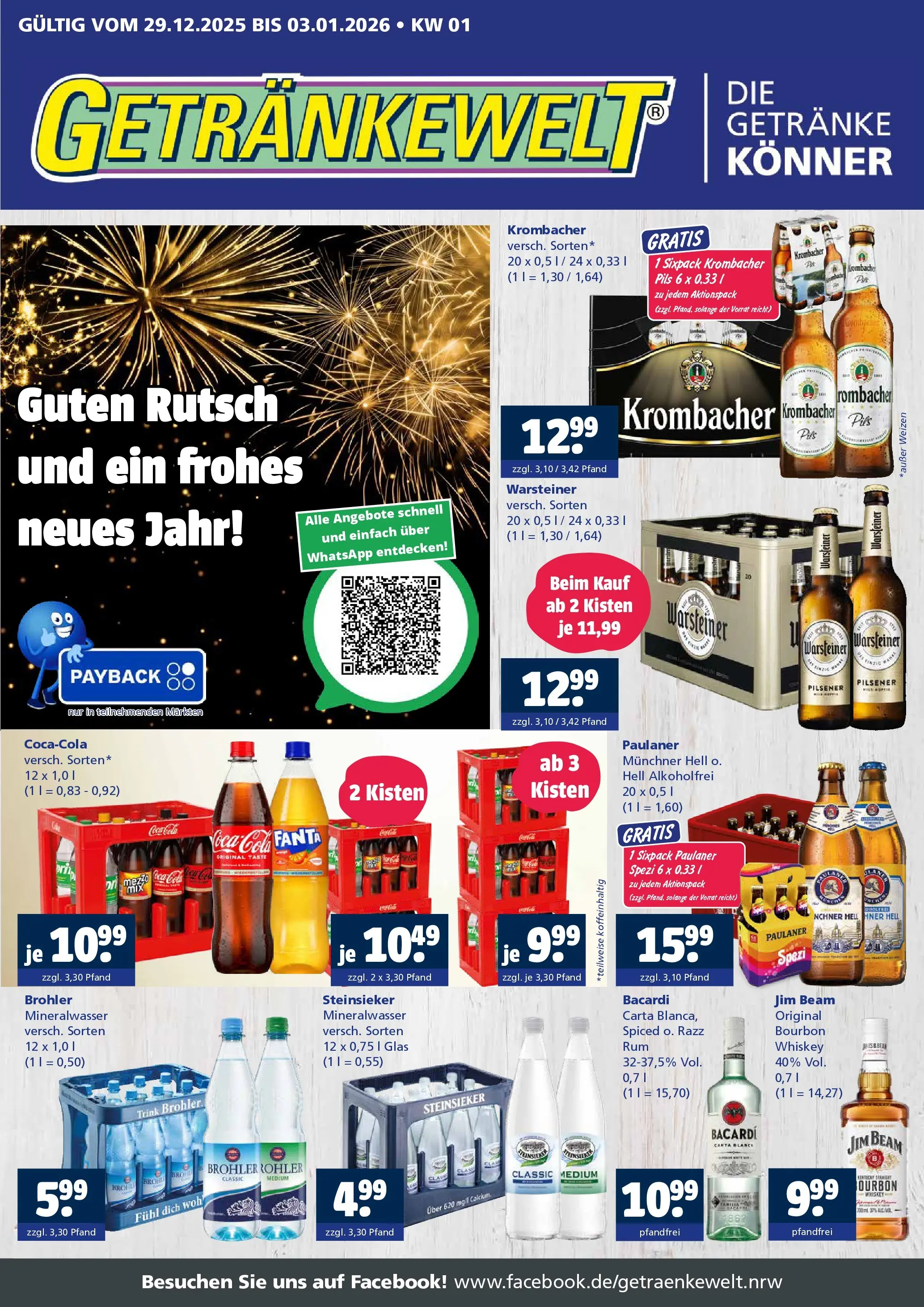Entdecke - Getränkewelt HSE: Getränkeangebote (ab 21.12.2025) zum Blättern | Seite: 1 | Produkte: Bacardi, Krombacher, Bourbon, Whiskey