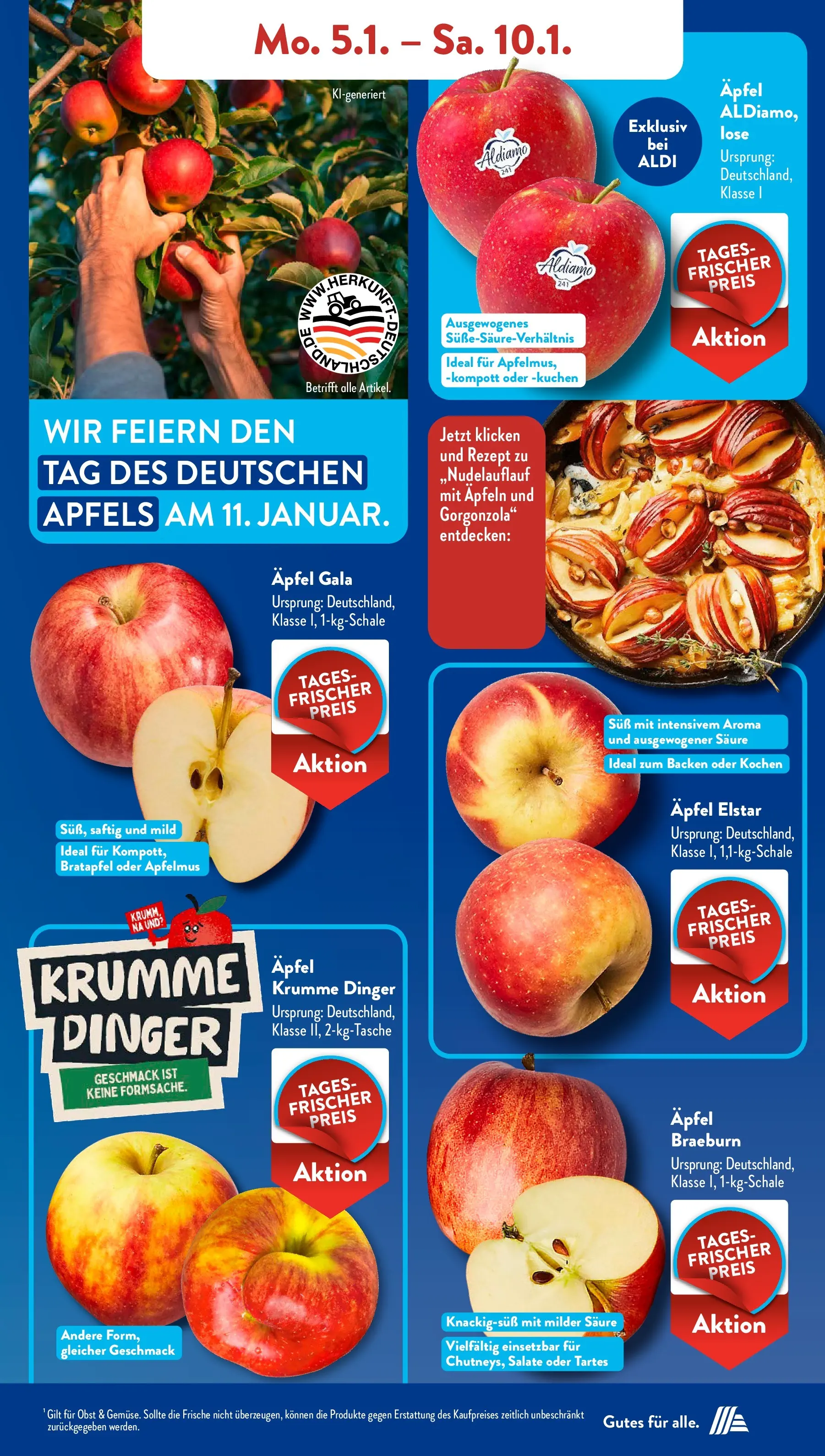 Aldi Süd - Aldi Süd: Wochenangebote (ab 04.01.2025) zum Blättern | Seite: 5 | Produkte: Äpfel, Obst, Kuchen