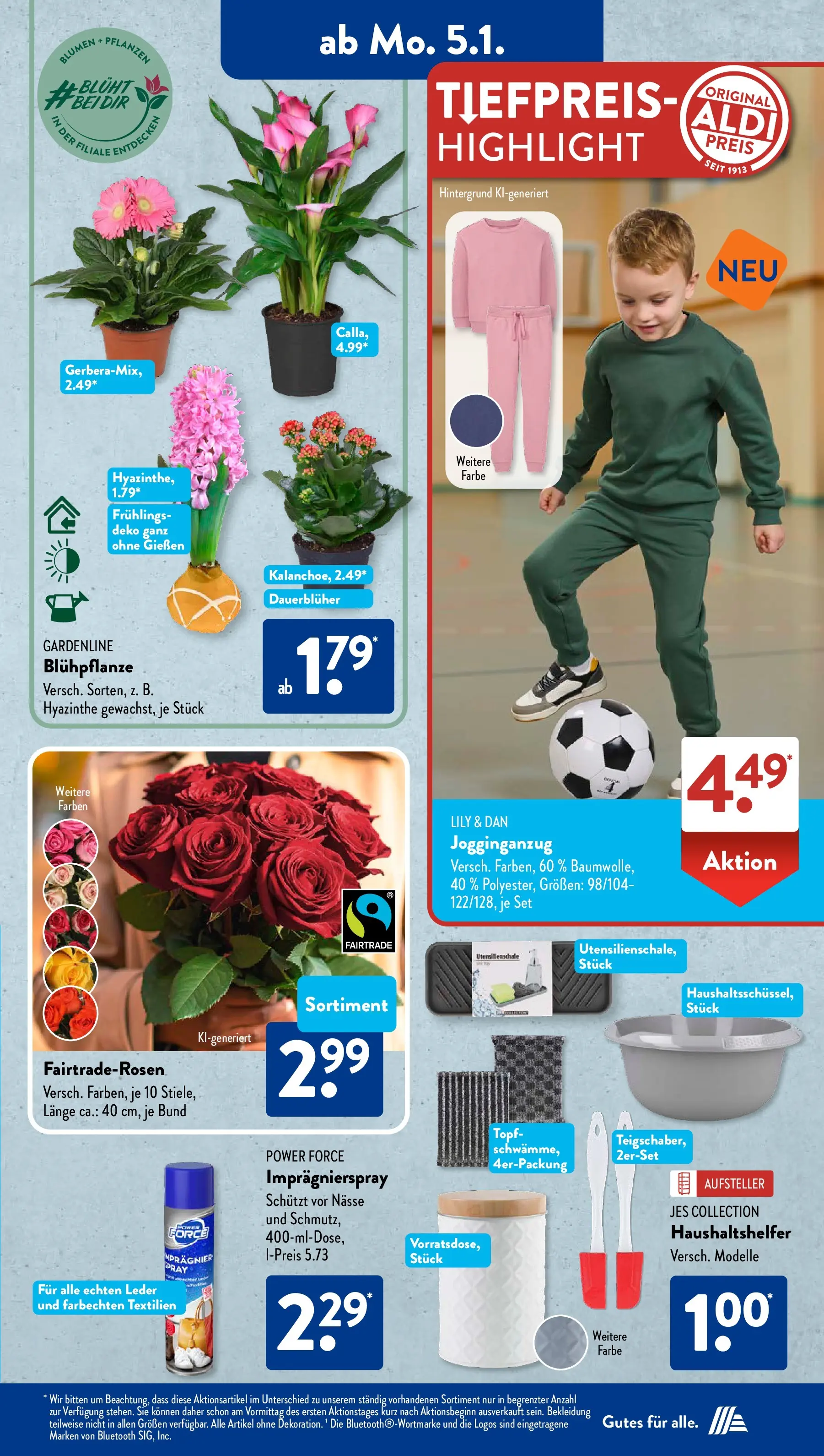 Aldi Süd - Aldi Süd: Wochenangebote (ab 04.01.2025) zum Blättern | Seite: 18 | Produkte: Blumen, Bekleidung