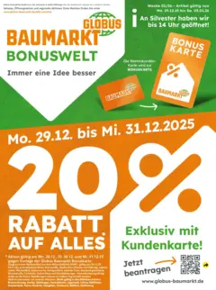 Globus Baumarkt prospekt Heusweiler	 ab 29.12.2025 gültig
