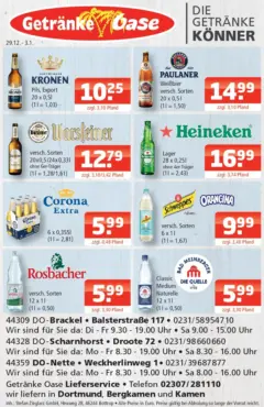 Entdecke - Getränke Oase: Getränkeangebote ab 28.12.2025 gültig | Seite: 1 | Produkte: Weißbier, Bad, Warsteiner, Telefon