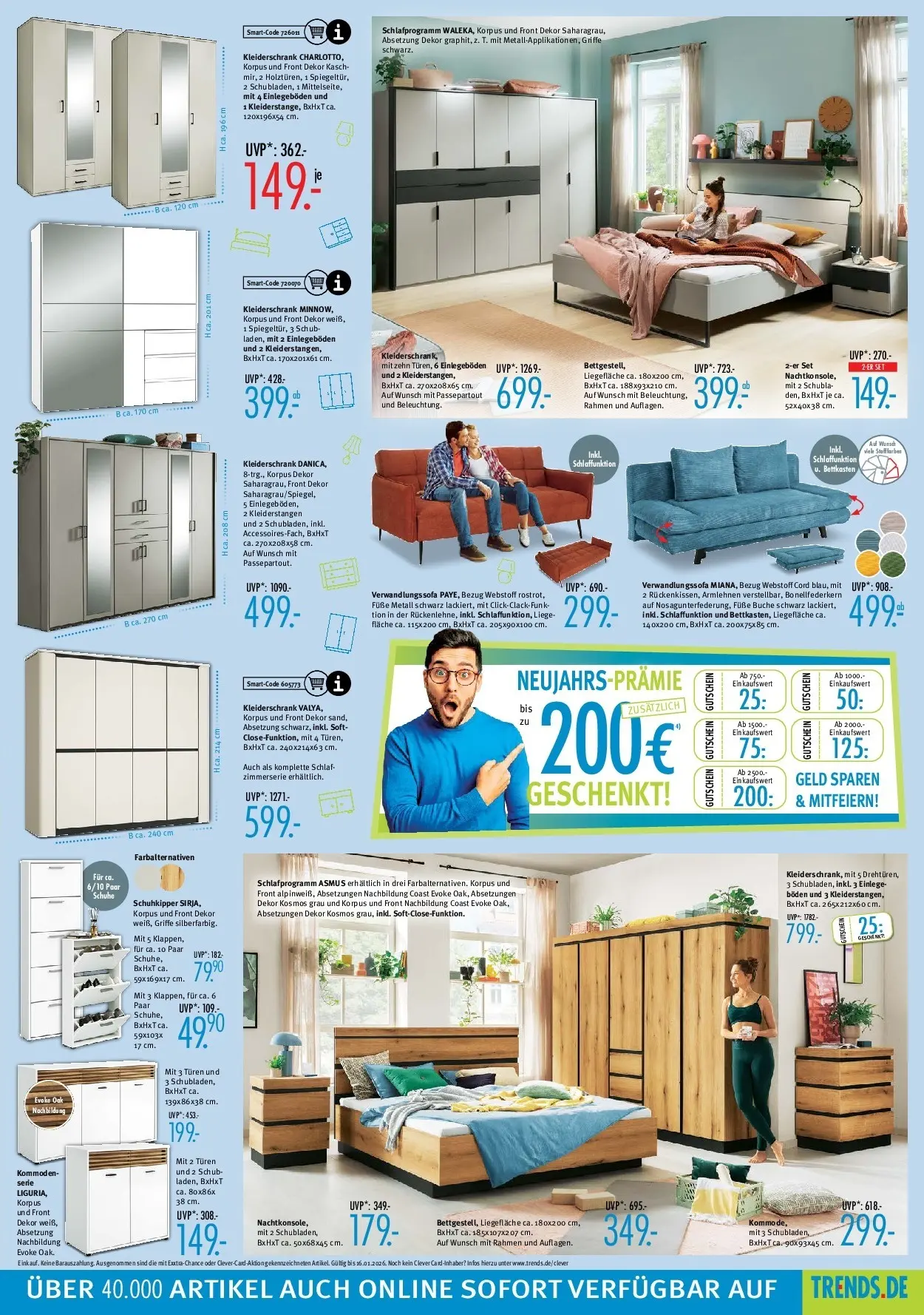 Trends - Ostermann Trends: Neue Möbel wirken Wunder. (ab 02.01.2026) zum Blättern | Seite: 5 | Produkte: Kleiderschrank, Liege, Schuhkipper