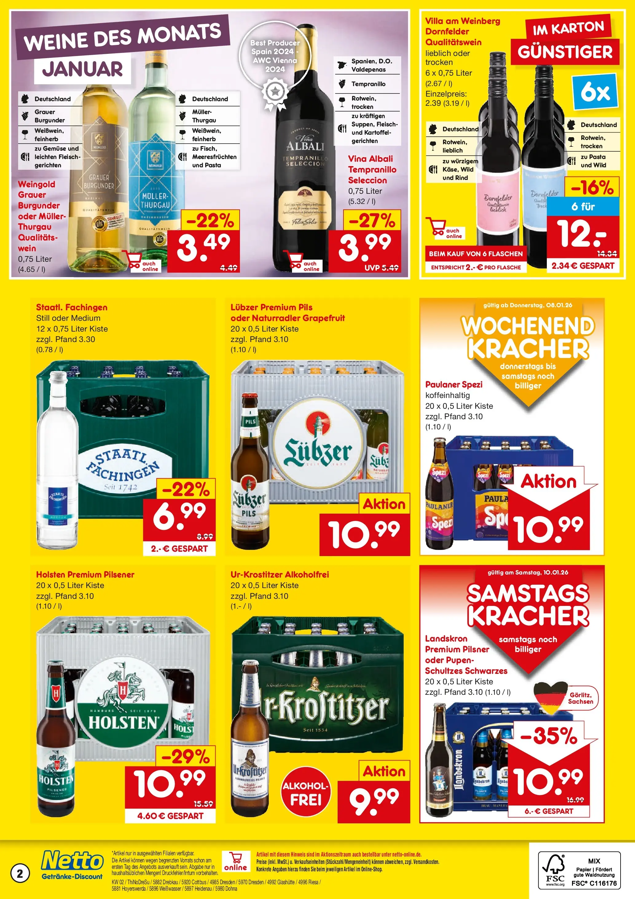 Netto Marken-Discount prospekt Dresden	 (ab 04.01.2026) » Angebote | Seite: 2 | Produkte: Pils, Grapefruit, Pasta, Paulaner