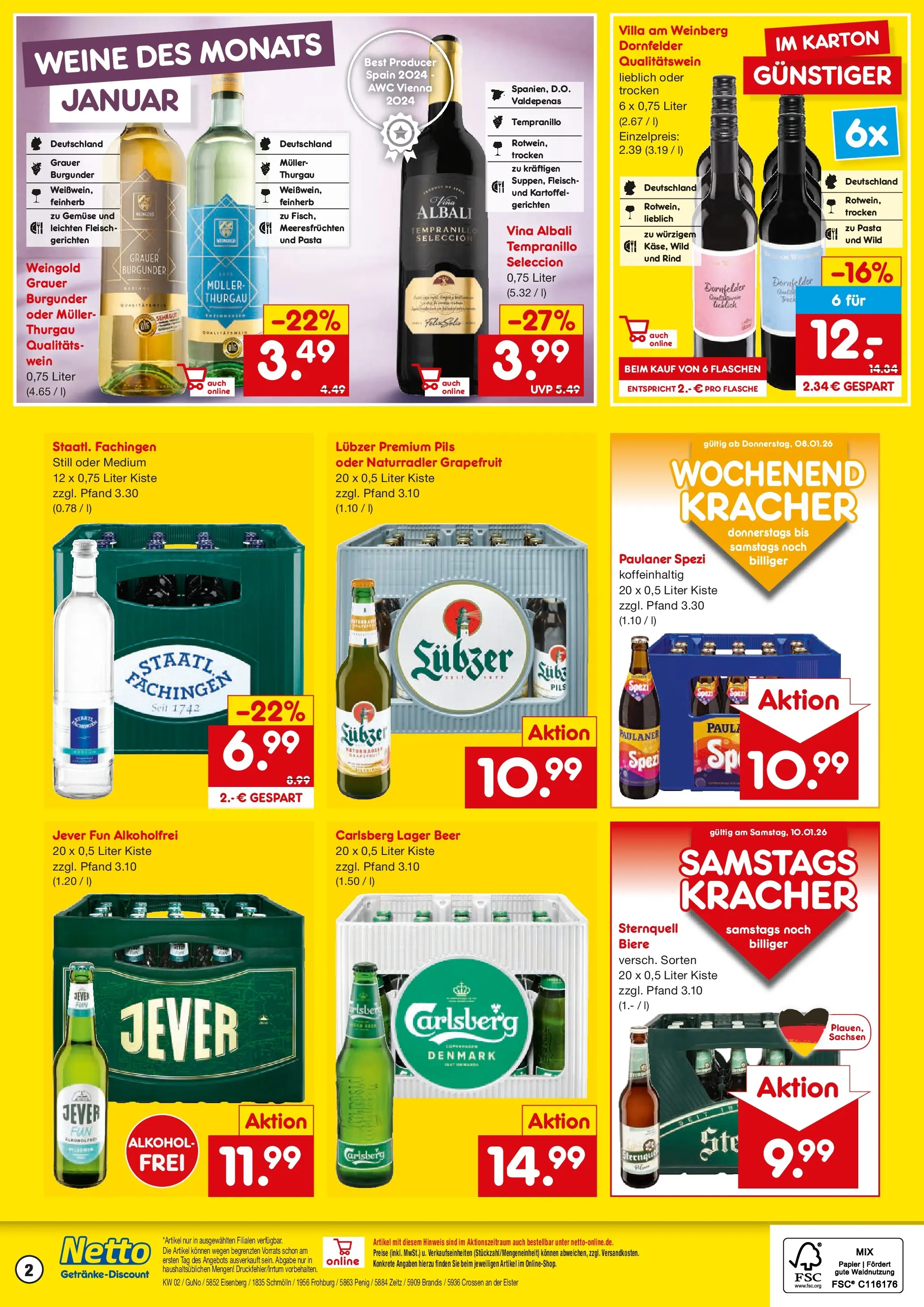 Netto Marken-Discount prospekt Brandis	 (ab 04.01.2026) » Angebote | Seite: 2 | Produkte: Paulaner spezi, Jever, Pasta, Lubzer
