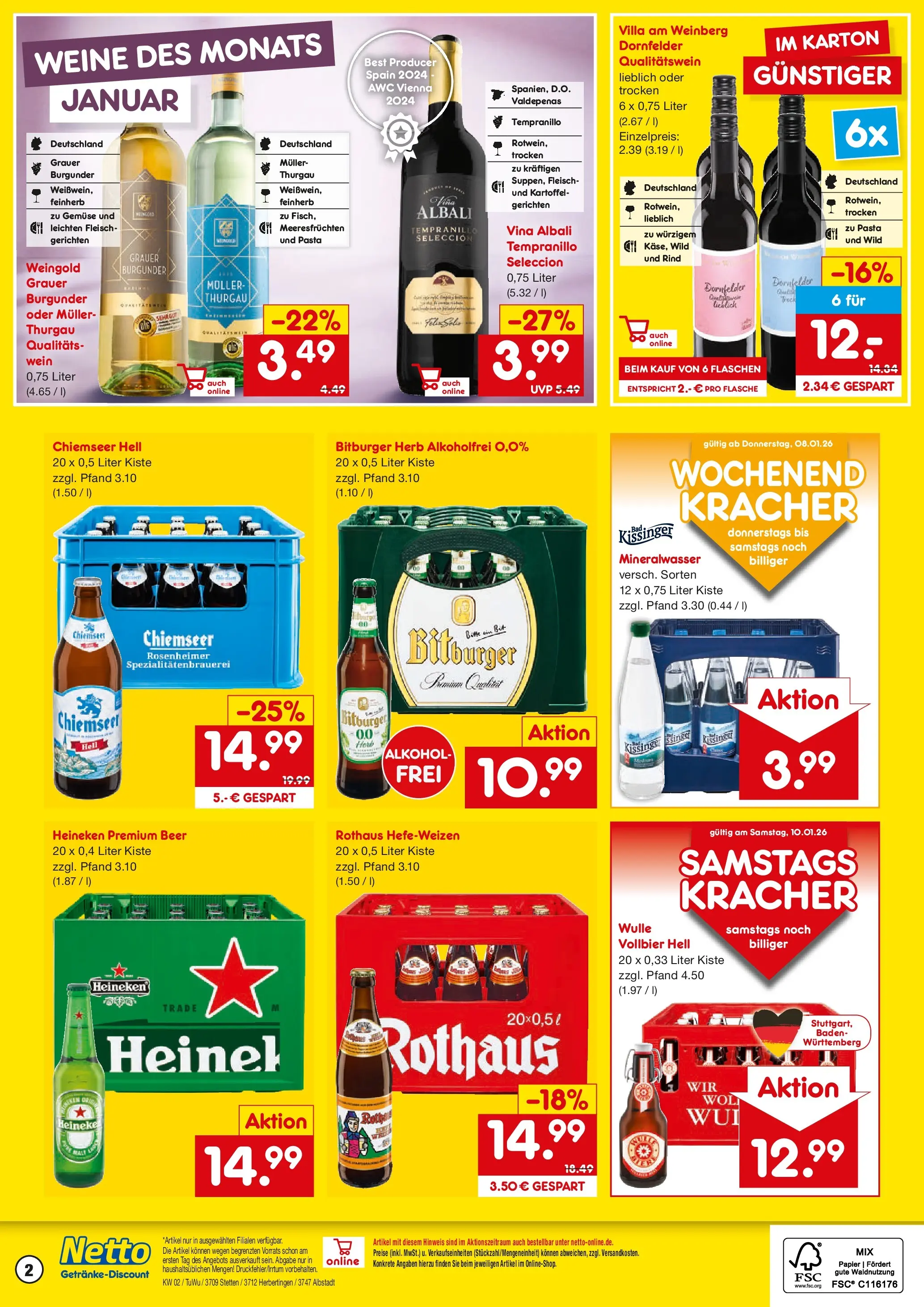 Netto Marken-Discount prospekt Albstadt-Onstmettingen	 (ab 04.01.2026) » Angebote | Seite: 2 | Produkte: Bitburger, Gemüse, Pasta, Fleisch