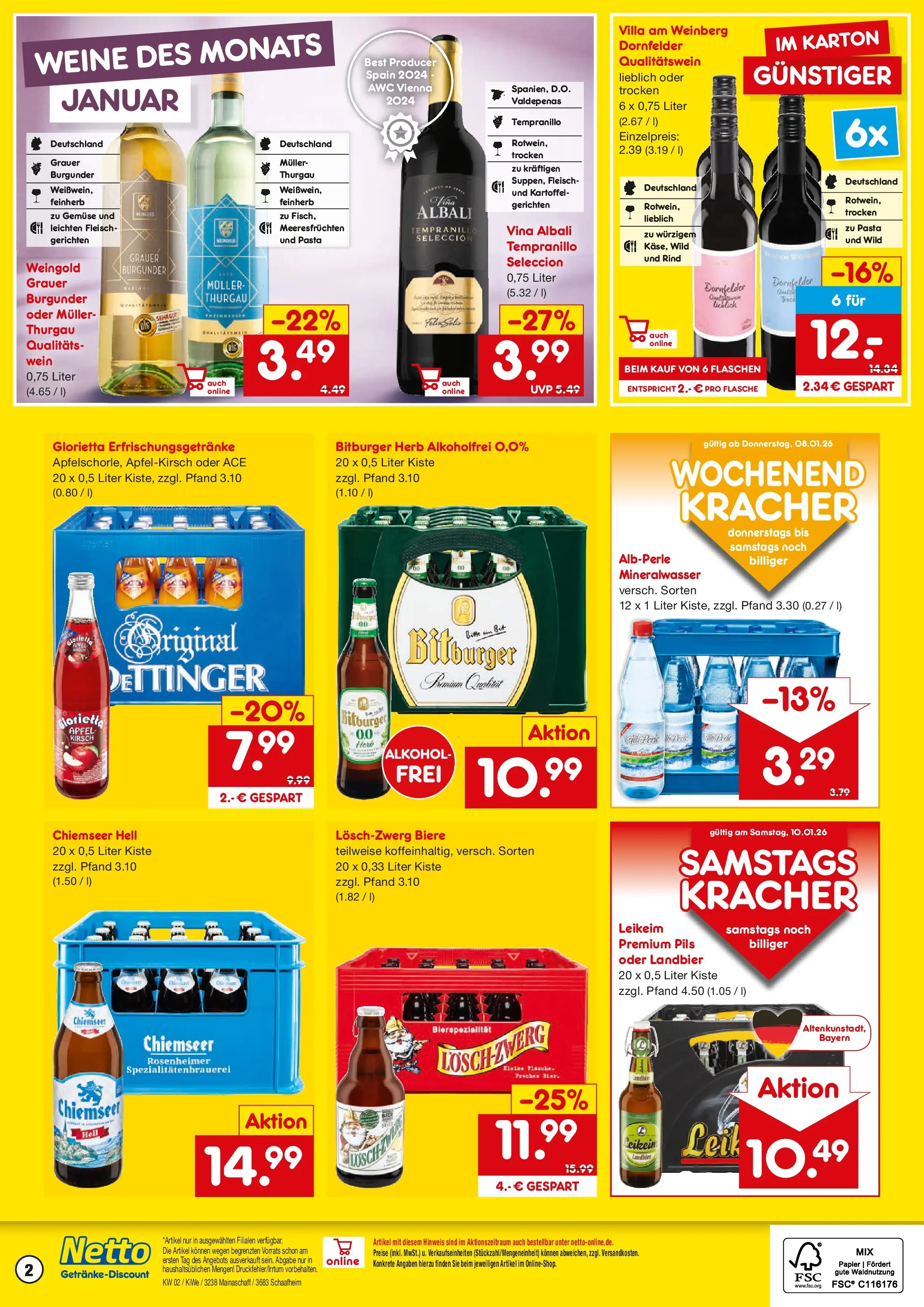 Netto Marken-Discount prospekt Schaafheim	 (ab 04.01.2026) » Angebote | Seite: 2 | Produkte: Pils, Äpfel, Wein, Fleisch