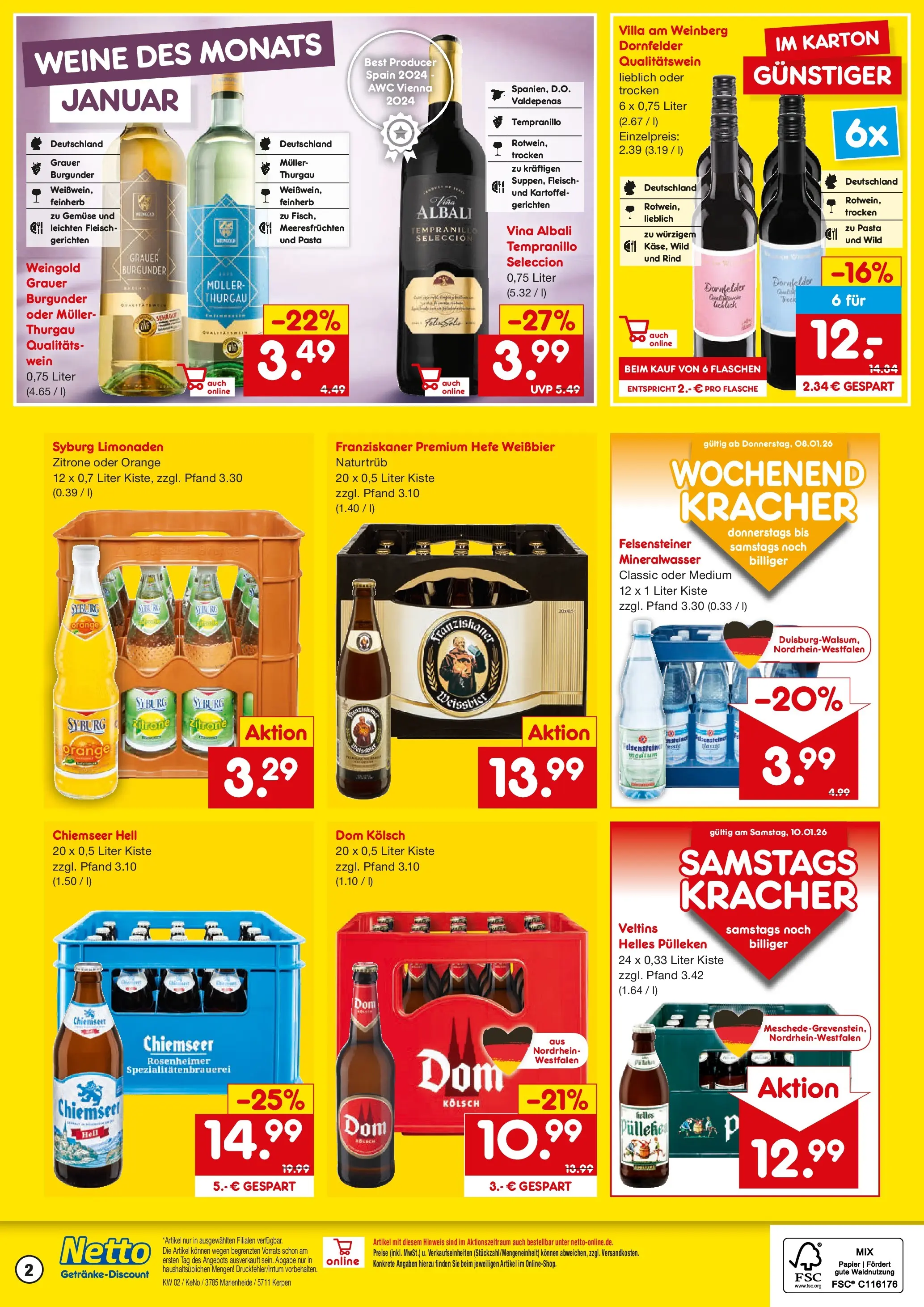 Netto Marken-Discount prospekt Kerpen	 (ab 04.01.2026) » Angebote | Seite: 2 | Produkte: Mineralwasser, Gemüse, Hefe weissbier, Fleisch