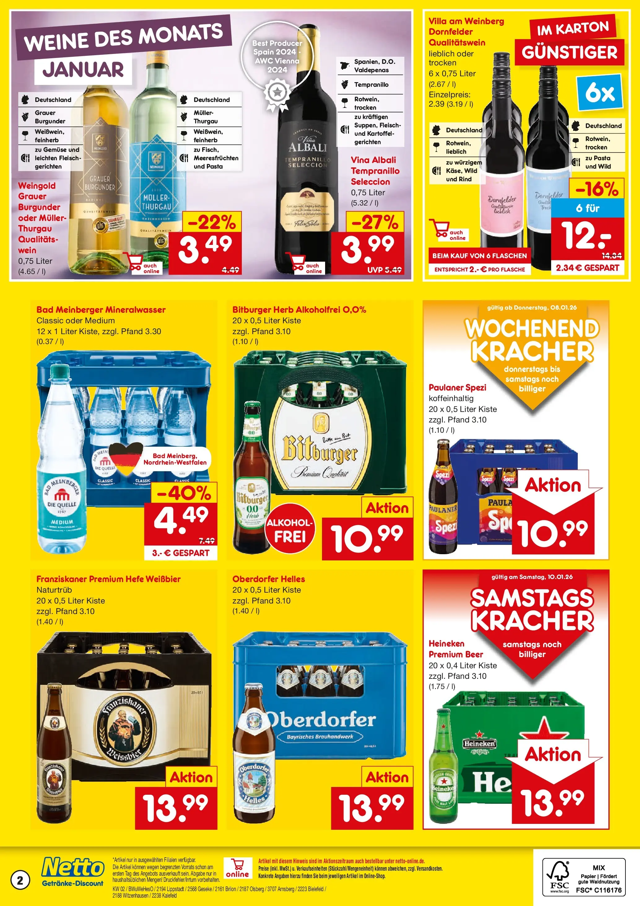 Netto Marken-Discount prospekt Bielefeld-Jöllenbeck	 (ab 04.01.2026) » Angebote | Seite: 2 | Produkte: Franziskaner, Weißbier, Hefe weissbier, Paulaner