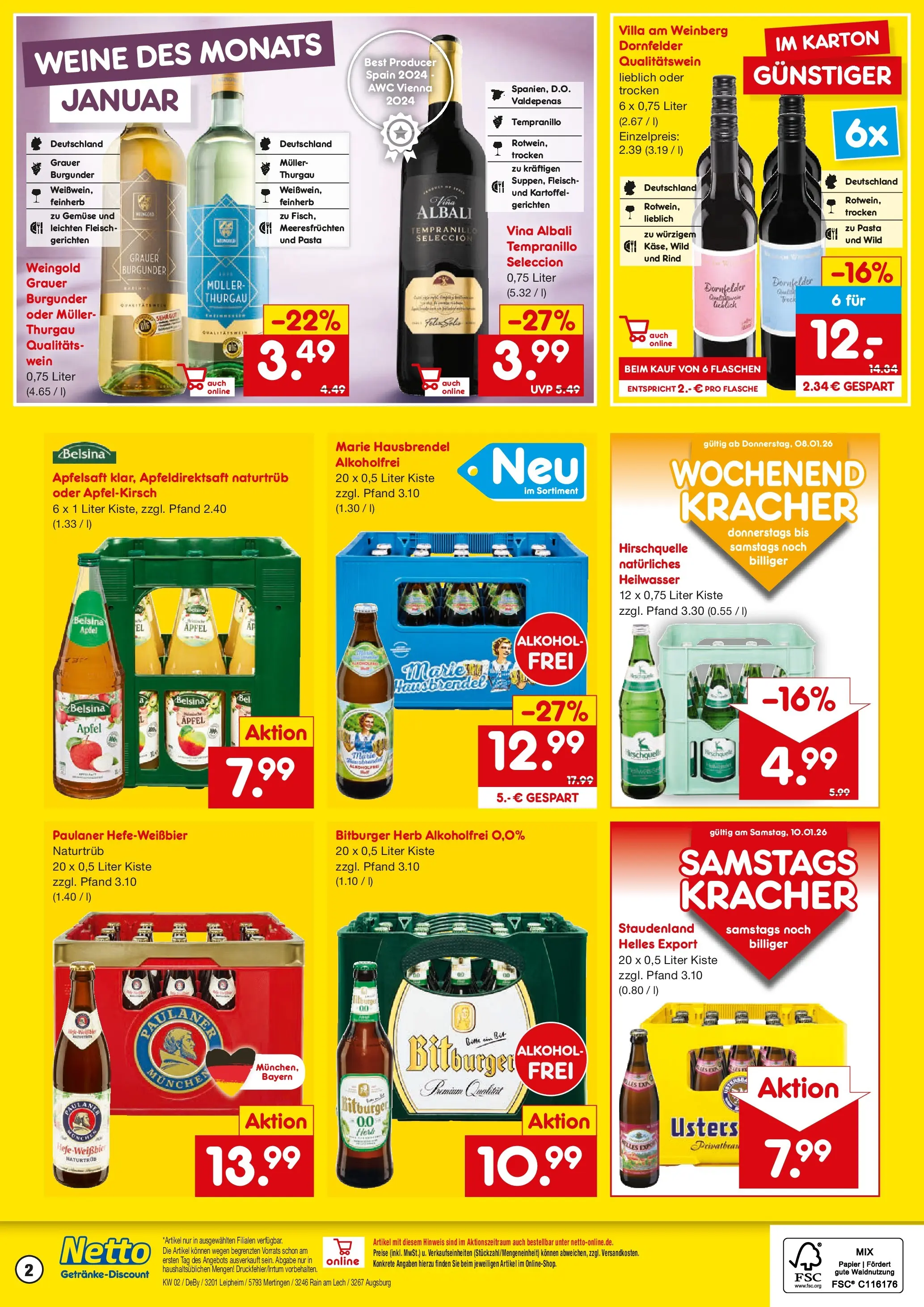 Netto Marken-Discount prospekt Augsburg-Inningen	 (ab 04.01.2026) » Angebote | Seite: 2 | Produkte: Bitburger, Äpfel, Apfelsaft, Paulaner