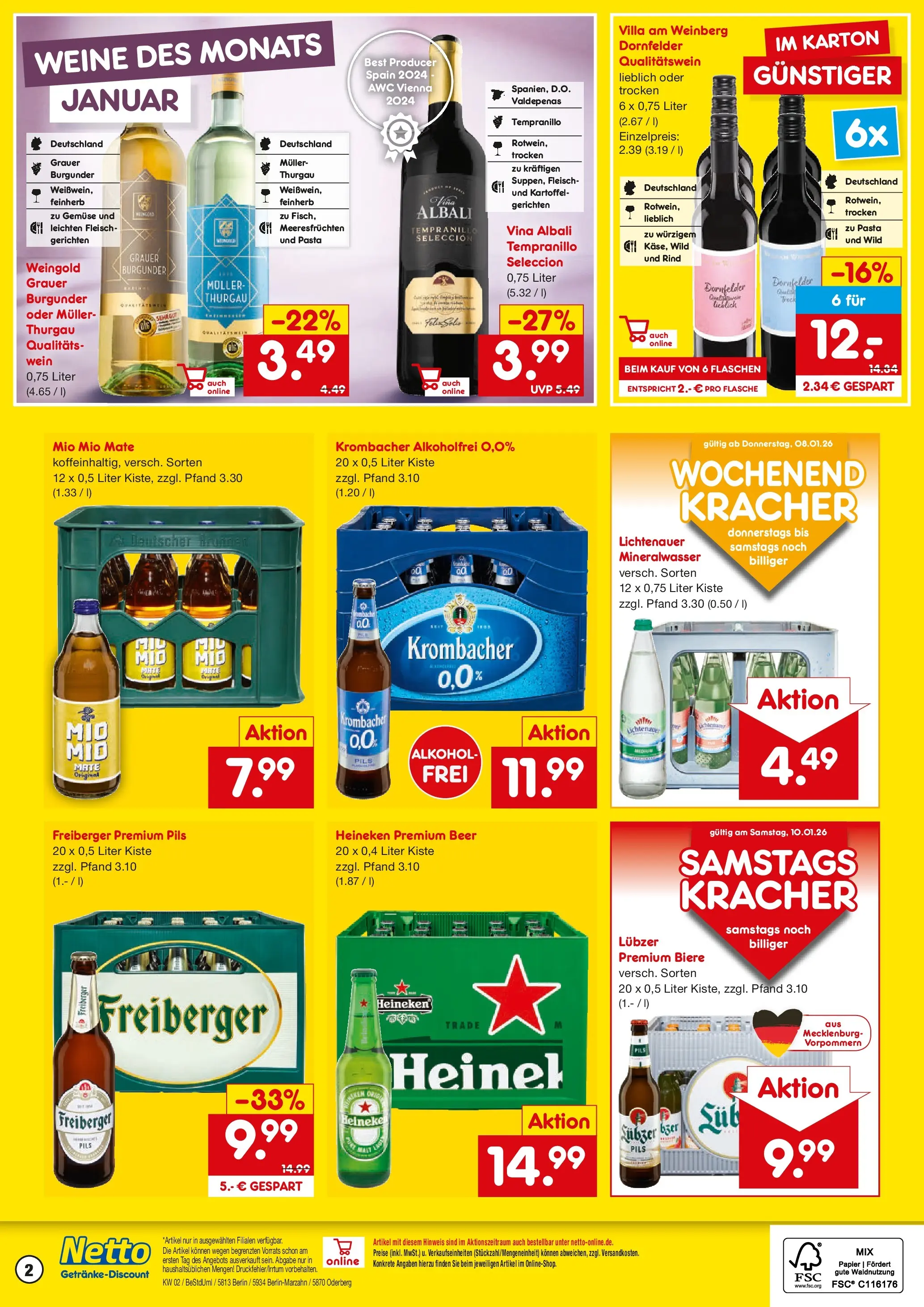 Netto Marken-Discount prospekt Berlin	 (ab 04.01.2026) » Angebote | Seite: 2 | Produkte: Mineralwasser, Krombacher alkoholfrei, Krombacher, Fleisch