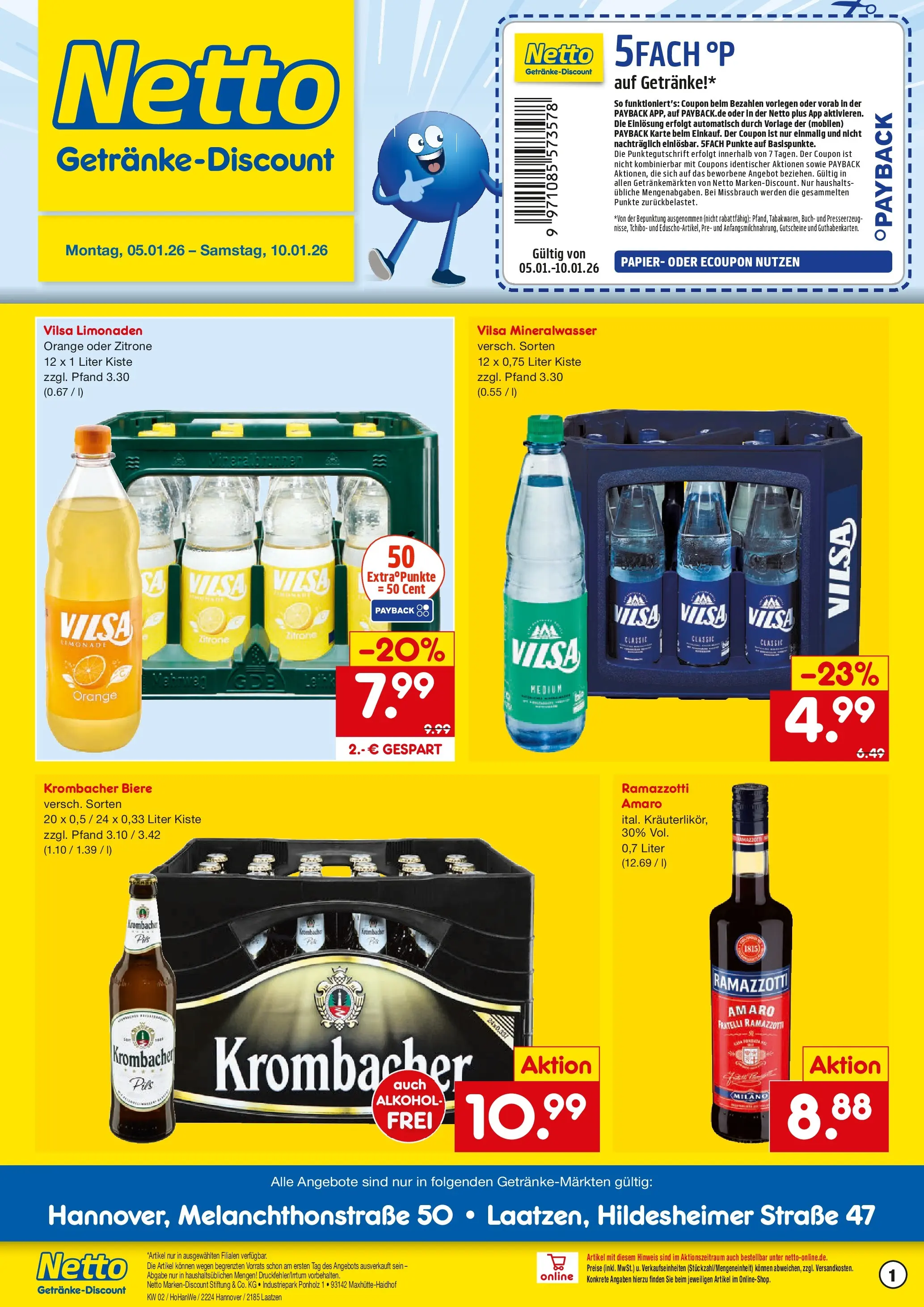 Netto Marken-Discount prospekt Hannover	 (ab 04.01.2026) » Angebote | Seite: 1 | Produkte: Pils, Limonade, Zitrone, Ramazzotti