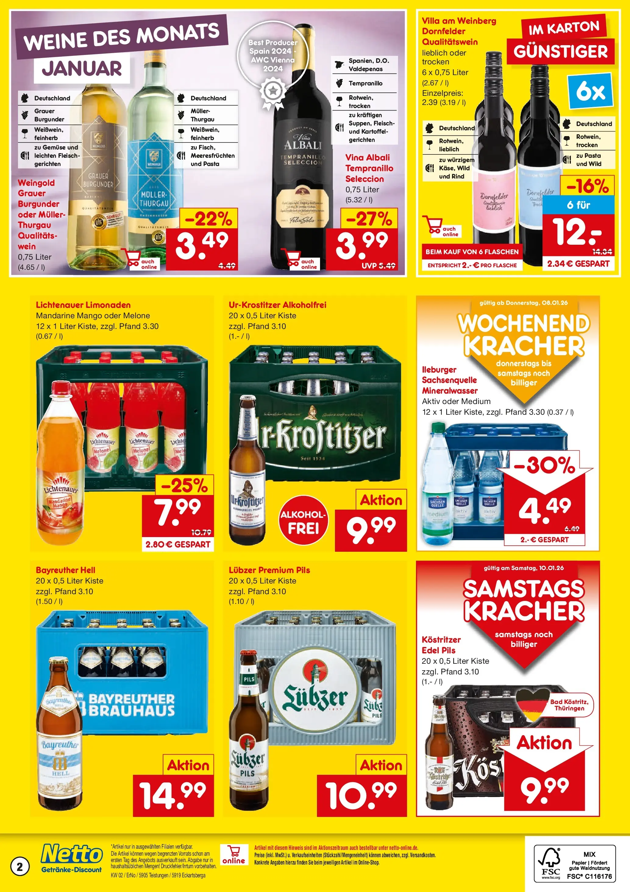 Netto Marken-Discount prospekt Teistungen	 (ab 04.01.2026) » Angebote | Seite: 2 | Produkte: Mineralwasser, Gemüse, Mango, Fleisch