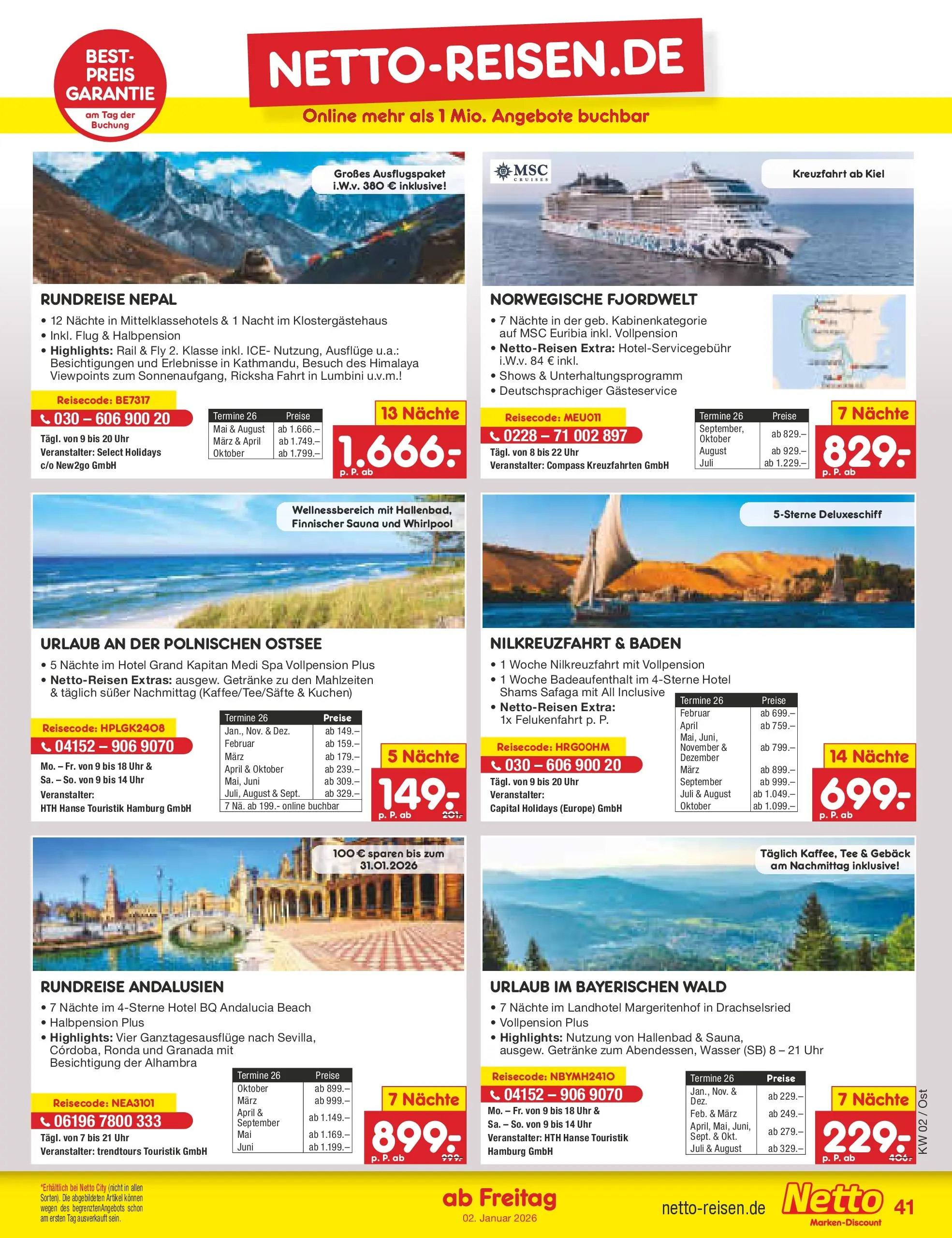 Netto Marken-Discount prospekt Kremmen	 (ab 04.01.2026) » Angebote | Seite: 45 | Produkte: Wasser, Tee, Kuchen, Uhr