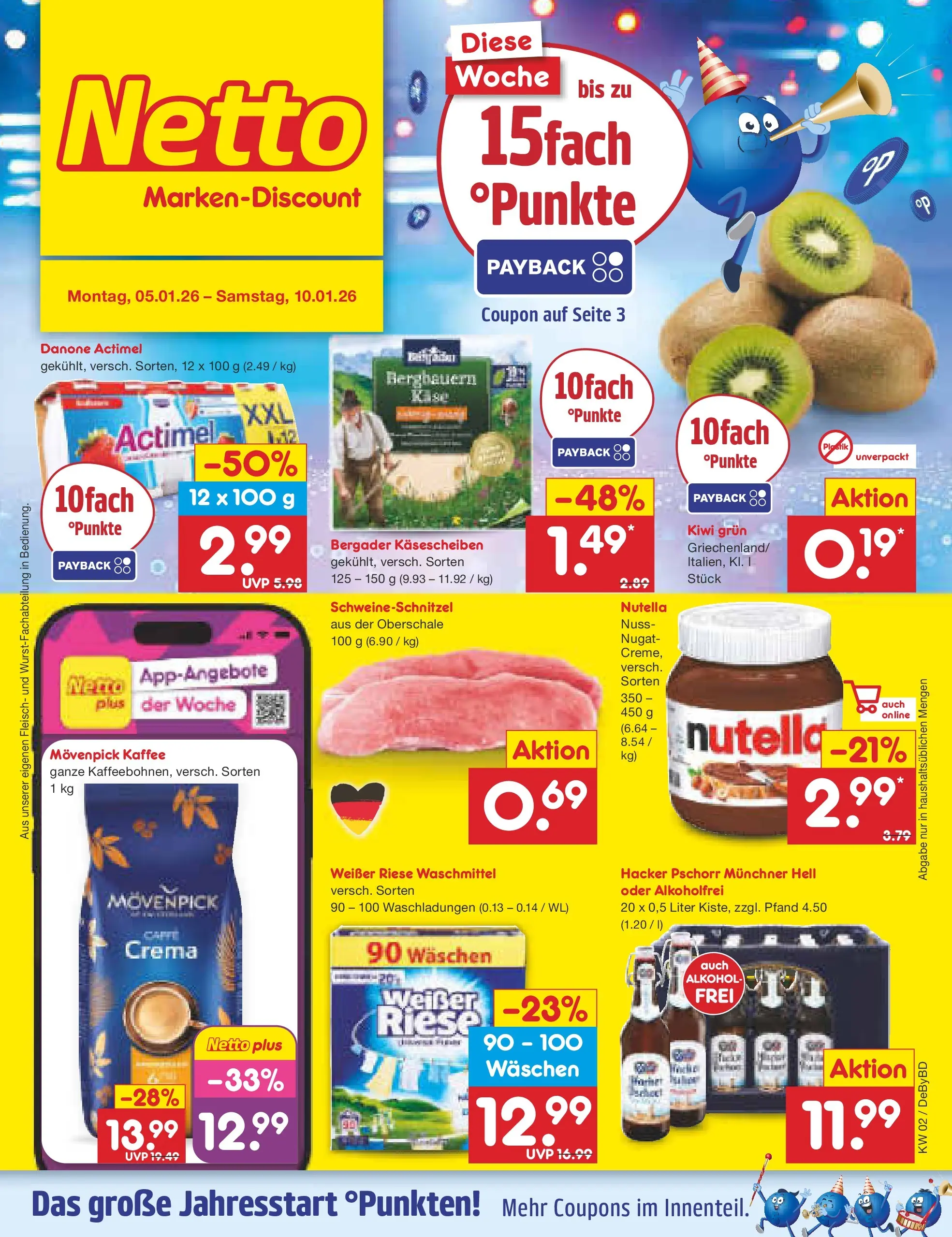Netto Marken-Discount prospekt Buttenwiesen	 (ab 04.01.2026) » Angebote | Seite: 1 | Produkte: Actimel, Nutella, Movenpick kaffee, Kiwi