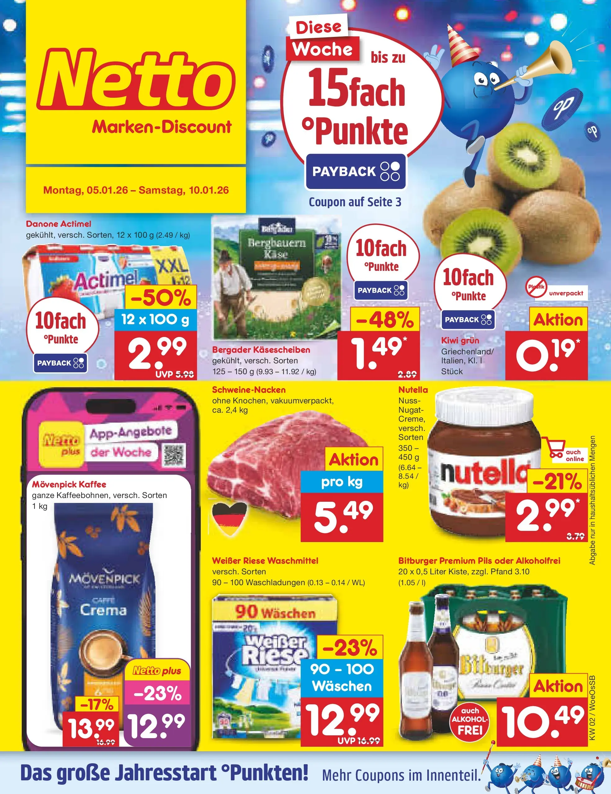 Netto Marken-Discount prospekt Gemmingen	 (ab 04.01.2026) » Angebote | Seite: 1 | Produkte: Schweinenacken, Waschmittel, Movenpick kaffee, Kiwi