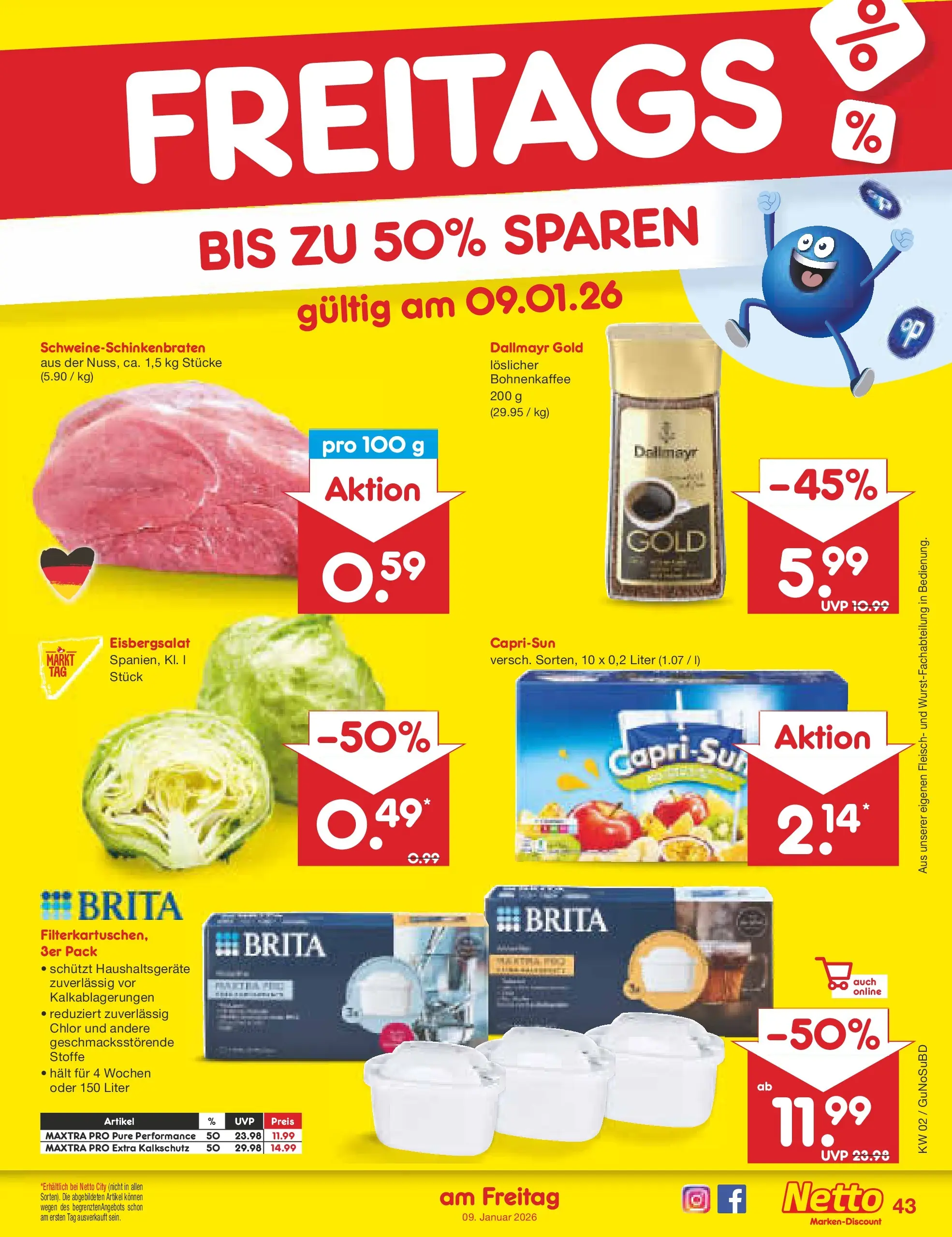 Netto Marken-Discount prospekt Augustusburg	 (ab 04.01.2026) » Angebote | Seite: 47 | Produkte: Capri sun, Eisbergsalat, Dallmayr, Fleisch