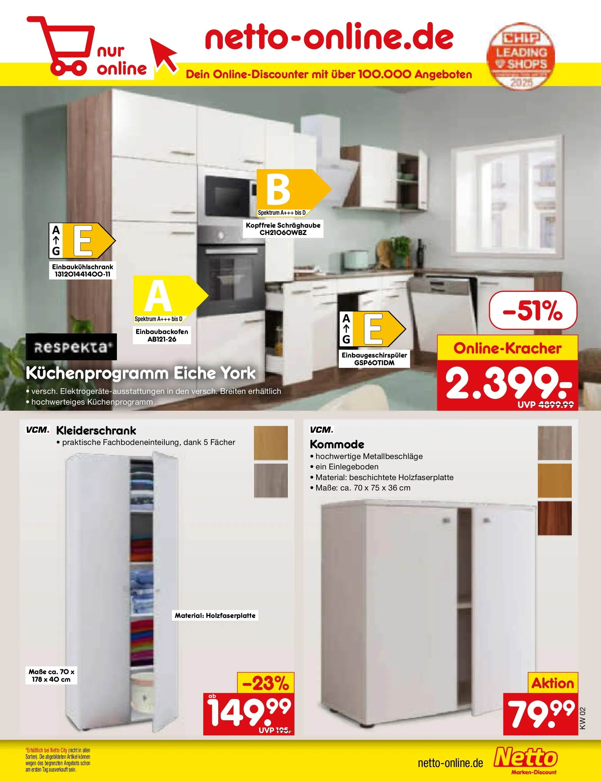 Netto Marken-Discount prospekt Mannheim	 (ab 04.01.2026) » Angebote | Seite: 55 | Produkte: Kleiderschrank, Kommode