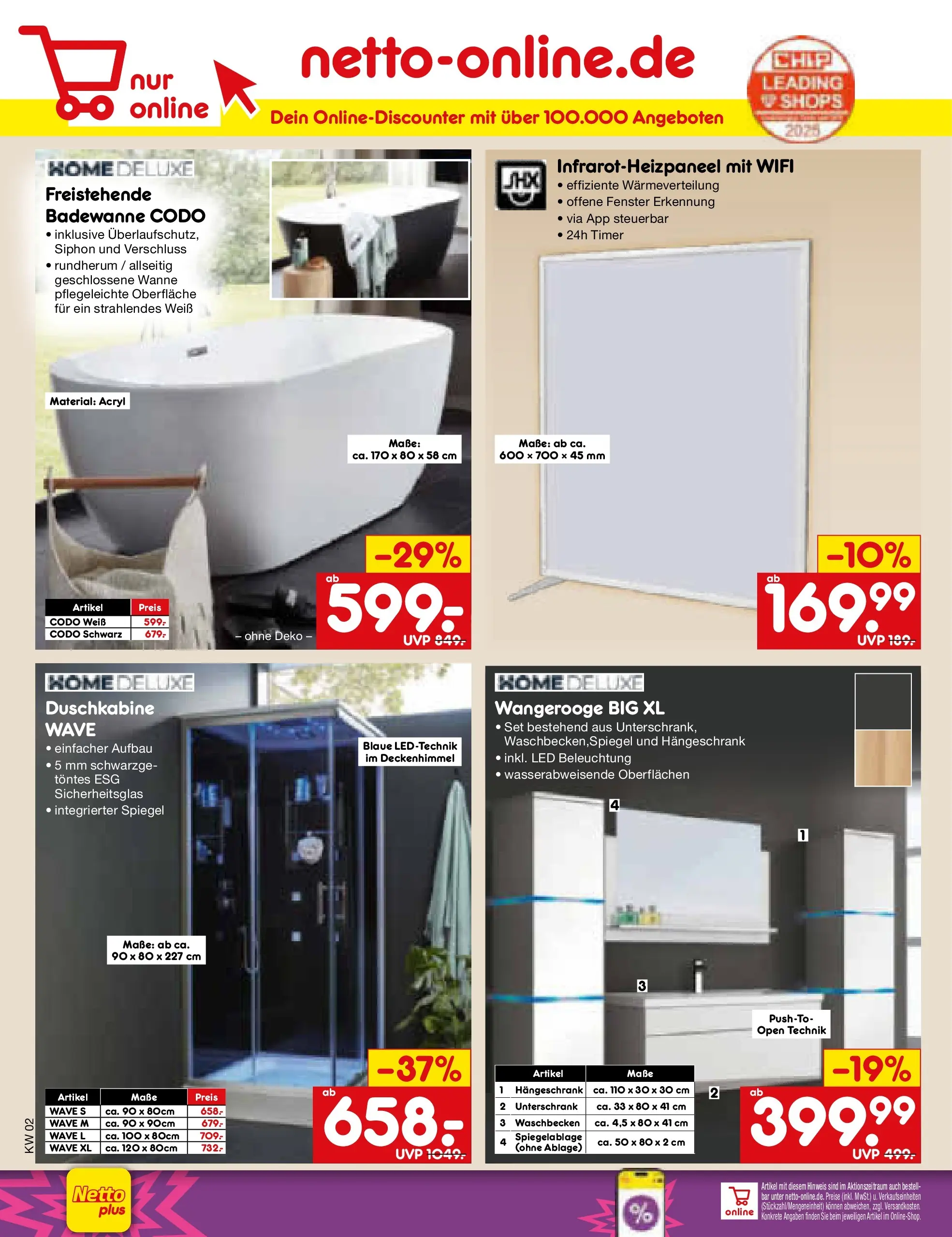 Netto Marken-Discount prospekt Mannheim	 (ab 04.01.2026) » Angebote | Seite: 56 | Produkte: Waschbecken, Spiegel, Hängeschrank, Unterschrank