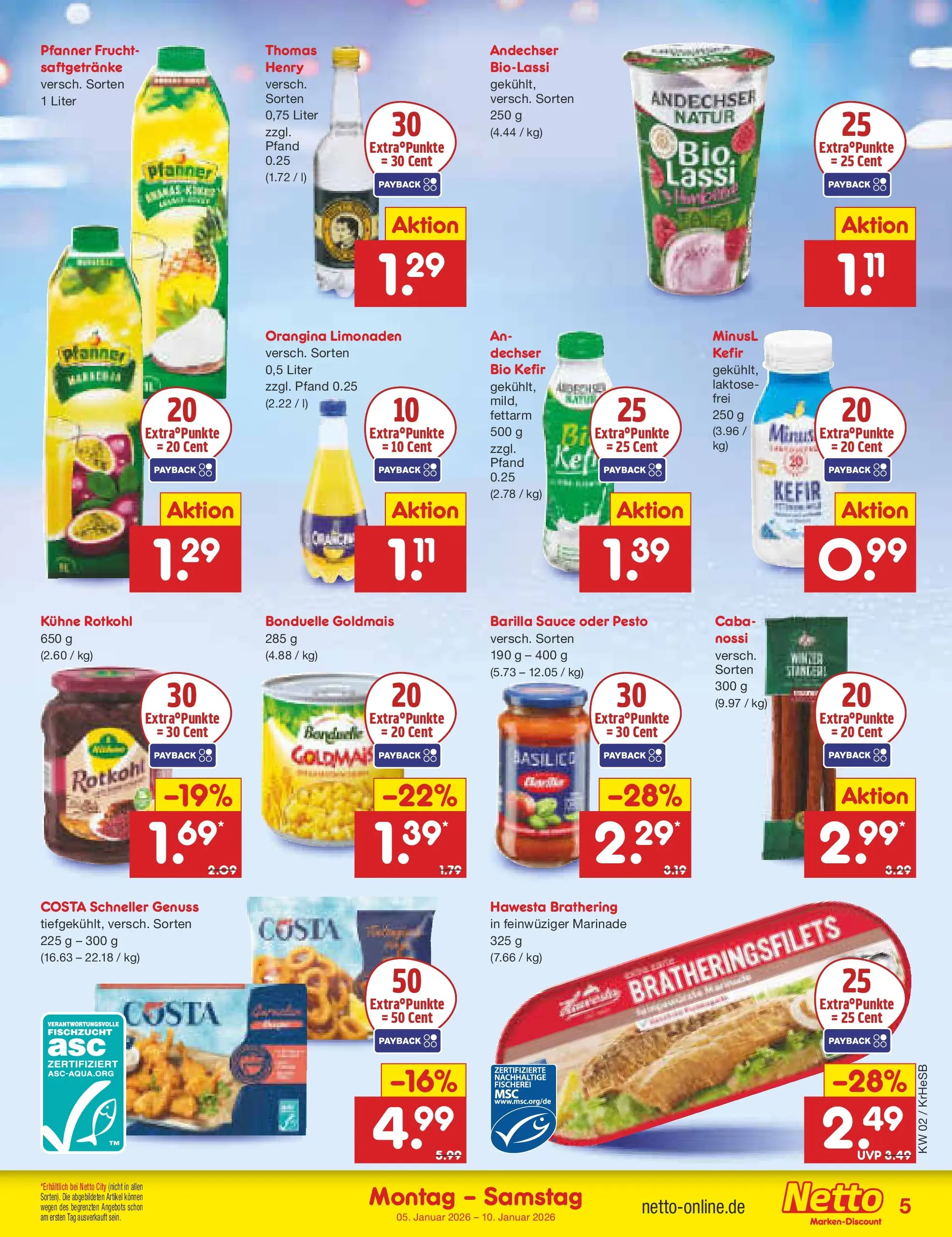 Netto Marken-Discount prospekt Jüchen	 (ab 04.01.2026) » Angebote | Seite: 5 | Produkte: Kefir, Rotkohl, Barilla