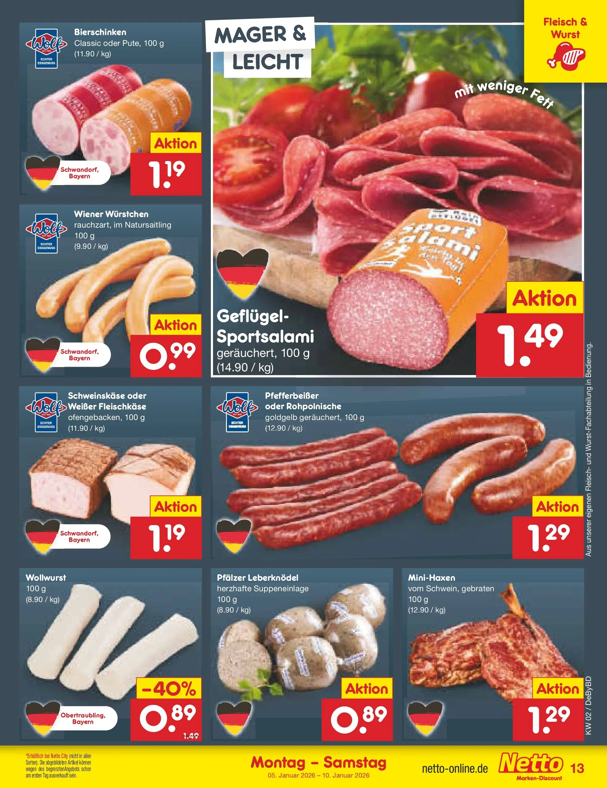 Netto Marken-Discount prospekt Buttenwiesen	 (ab 04.01.2026) » Angebote | Seite: 13 | Produkte: Wiener wurstchen, Wurst, Fleisch